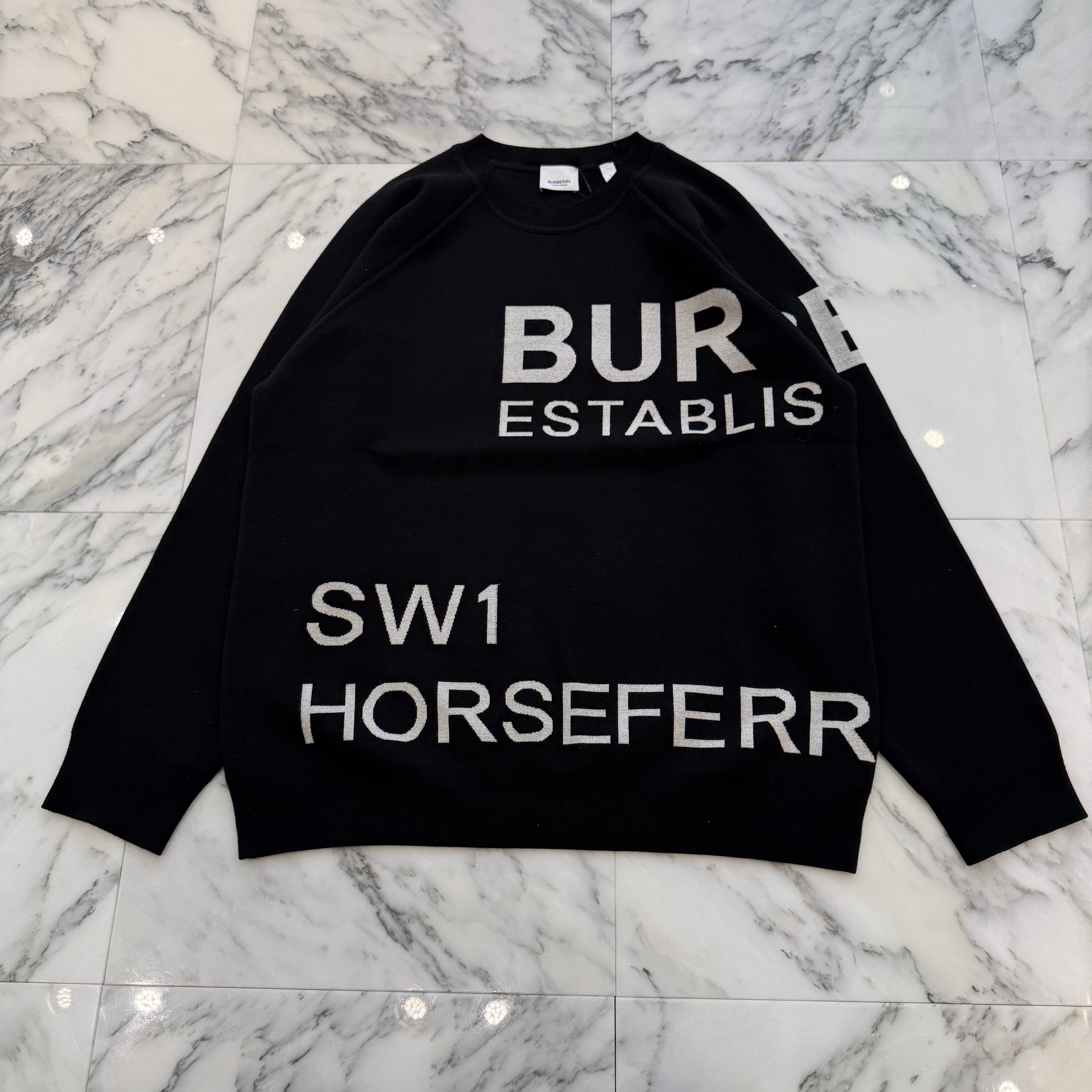 BURBERRY 2022AW Horseferry Intarsia Knit Sweater 8013334 Size L バーバリー ホースフェリー インターシャ ニットセーター サイズL