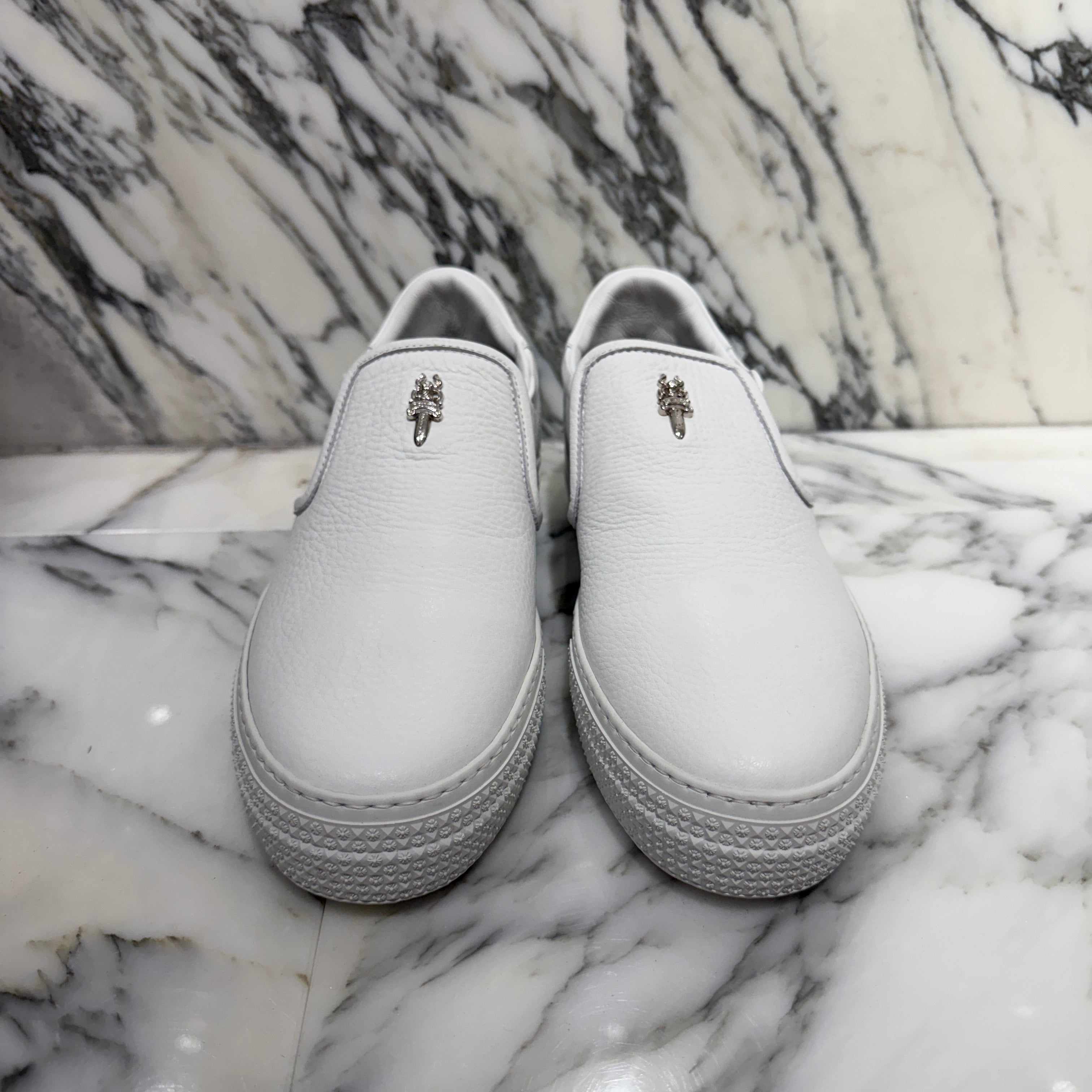 CHROME クロムハーツ HEARTS Leather Dagger Slip On Size CH Plus 