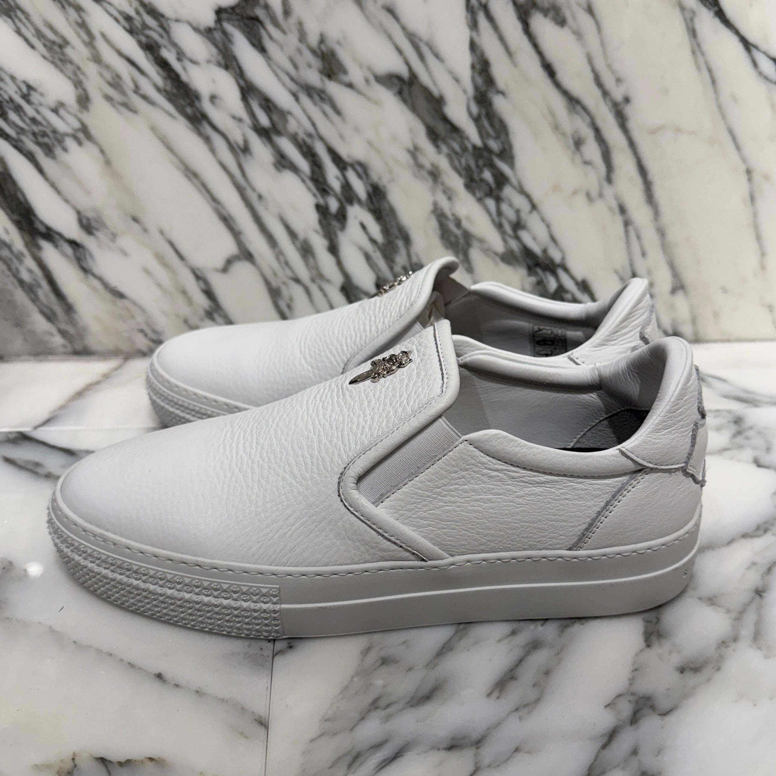 CHROME クロムハーツ HEARTS Leather Dagger Slip On Size CH Plus 