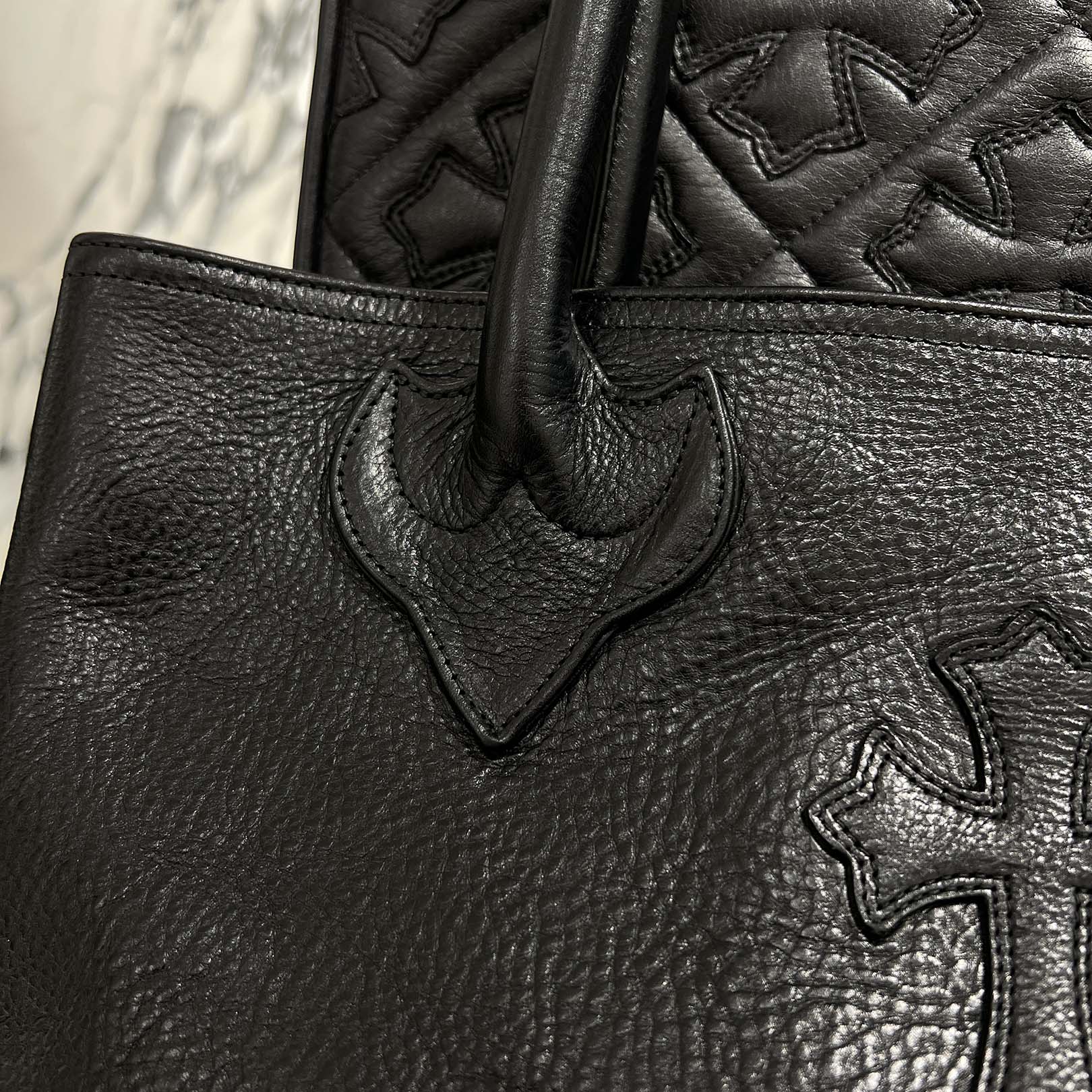 CHROME HEARTS 1 Cross Leather Patch FS Tote Bag クロムハーツ 1