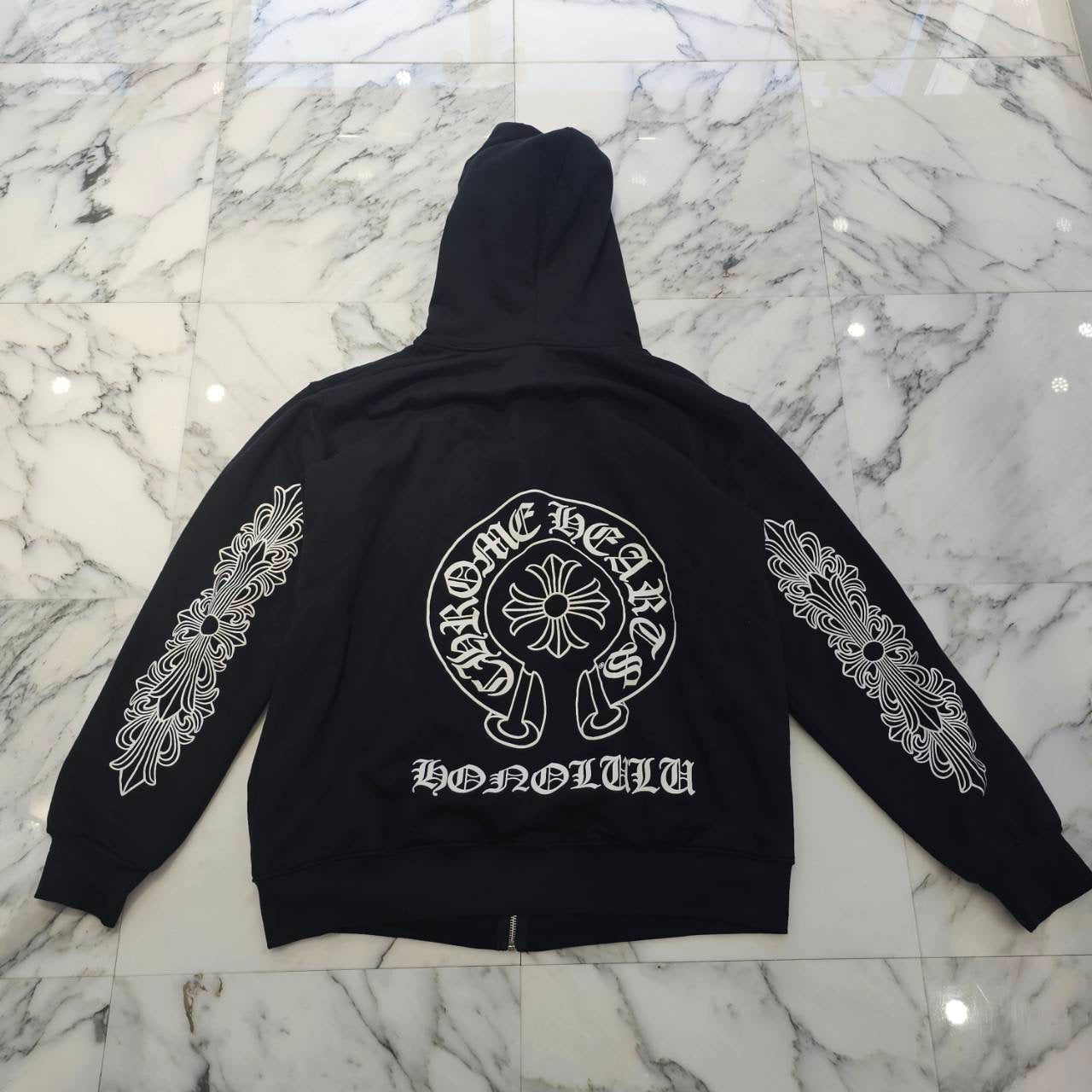 CHROME HEARTS Honolulu Limited Floral Cross Horseshoe Zip Up Hoodie Size XXL クロムハーツ ホノルル限定 フローラルクロス ホースシュー ジップアップフーディー サイズXXL