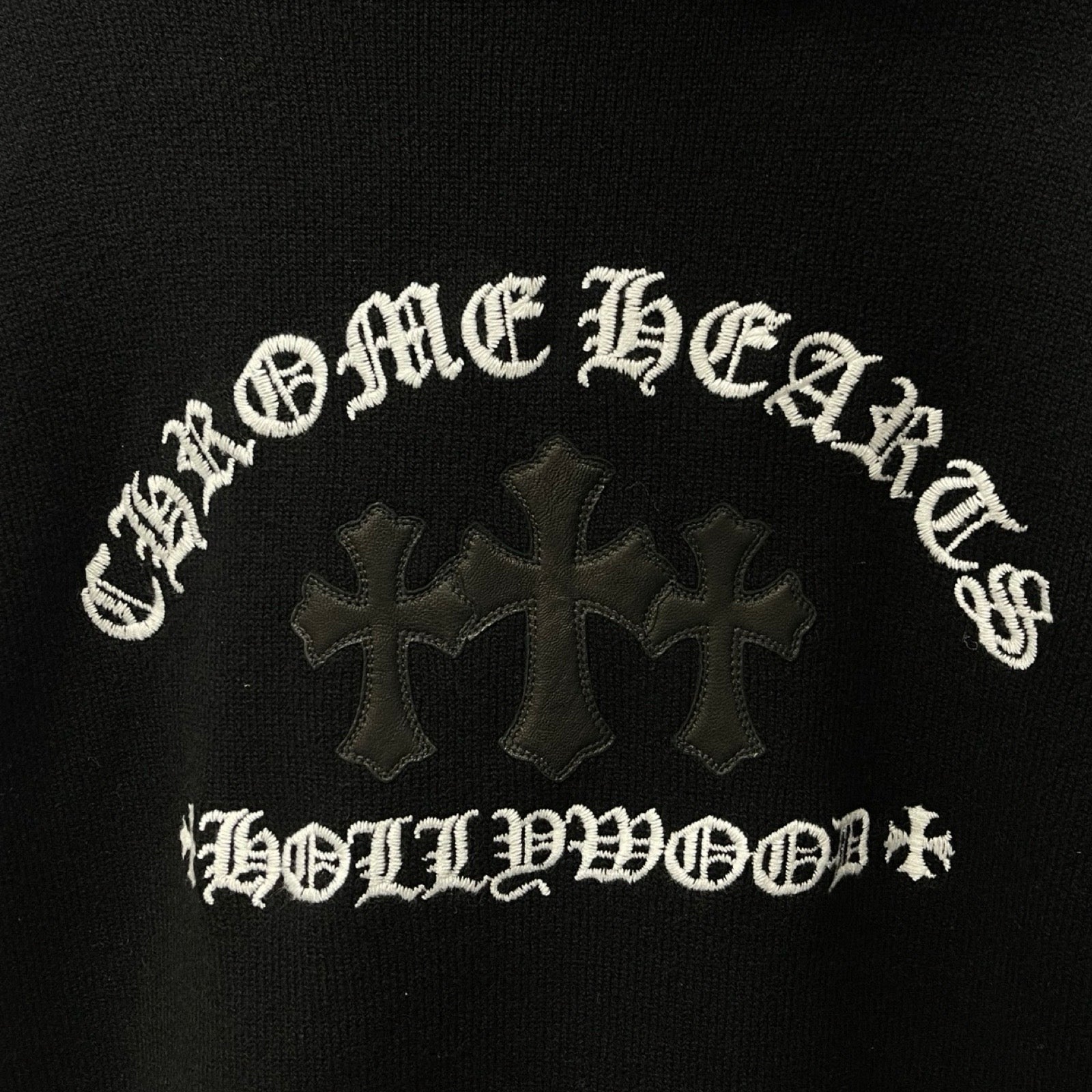 CHROME HEARTS King Taco 3 Cemetery Cross Cashmere Zip Up Hoodie Size L