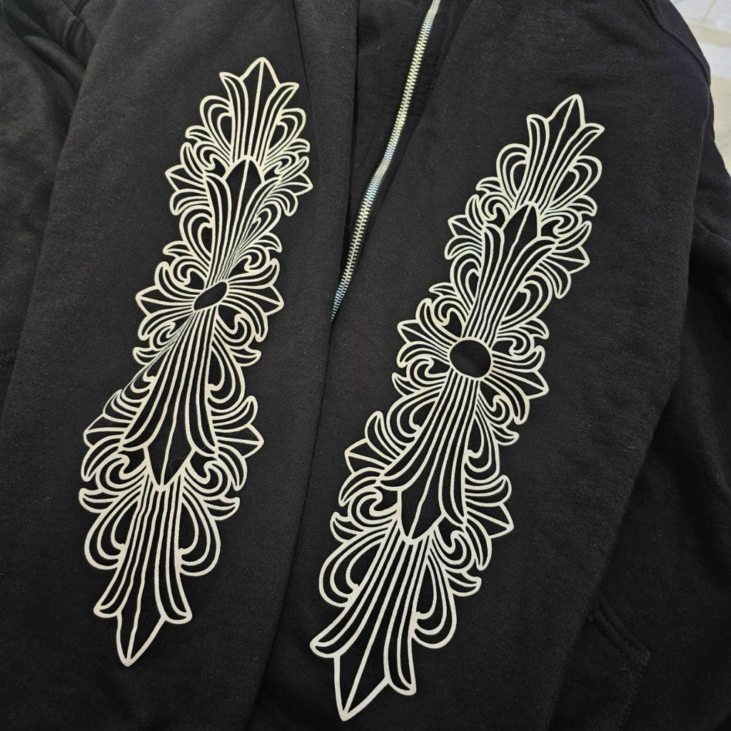CHROME HEARTS Honolulu Limited Floral Cross Horseshoe Zip Up Hoodie Size XXL クロムハーツ ホノルル限定 フローラルクロス ホースシュー ジップアップフーディー サイズXXL