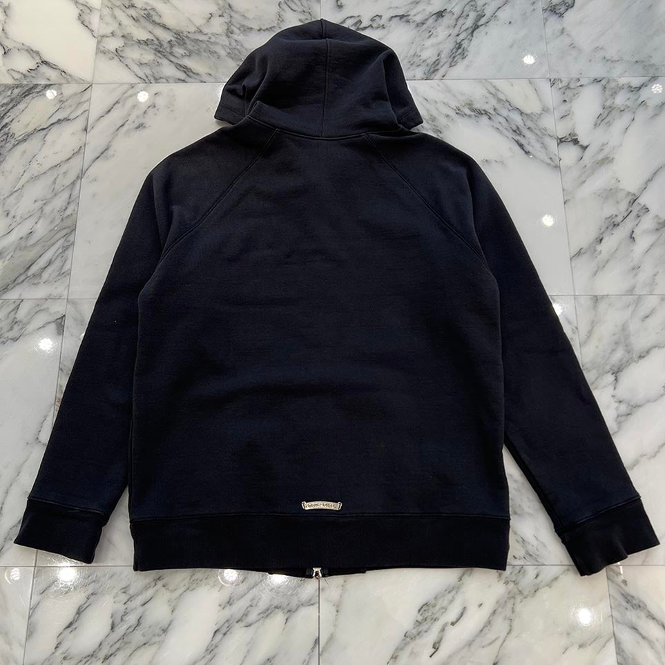 CHROME HEARTS Y NOT Cemetery Cross Leather Patch Zip Up Hoodie Size L クロムハーツ ワイノット セメタリークロスレザーパッチ ジップアップ フーディー サイズL