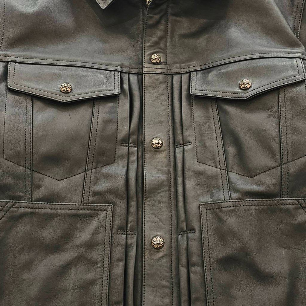 CHROME HEARTS Horsehide Whiplash Leather Jacket Size M クロム