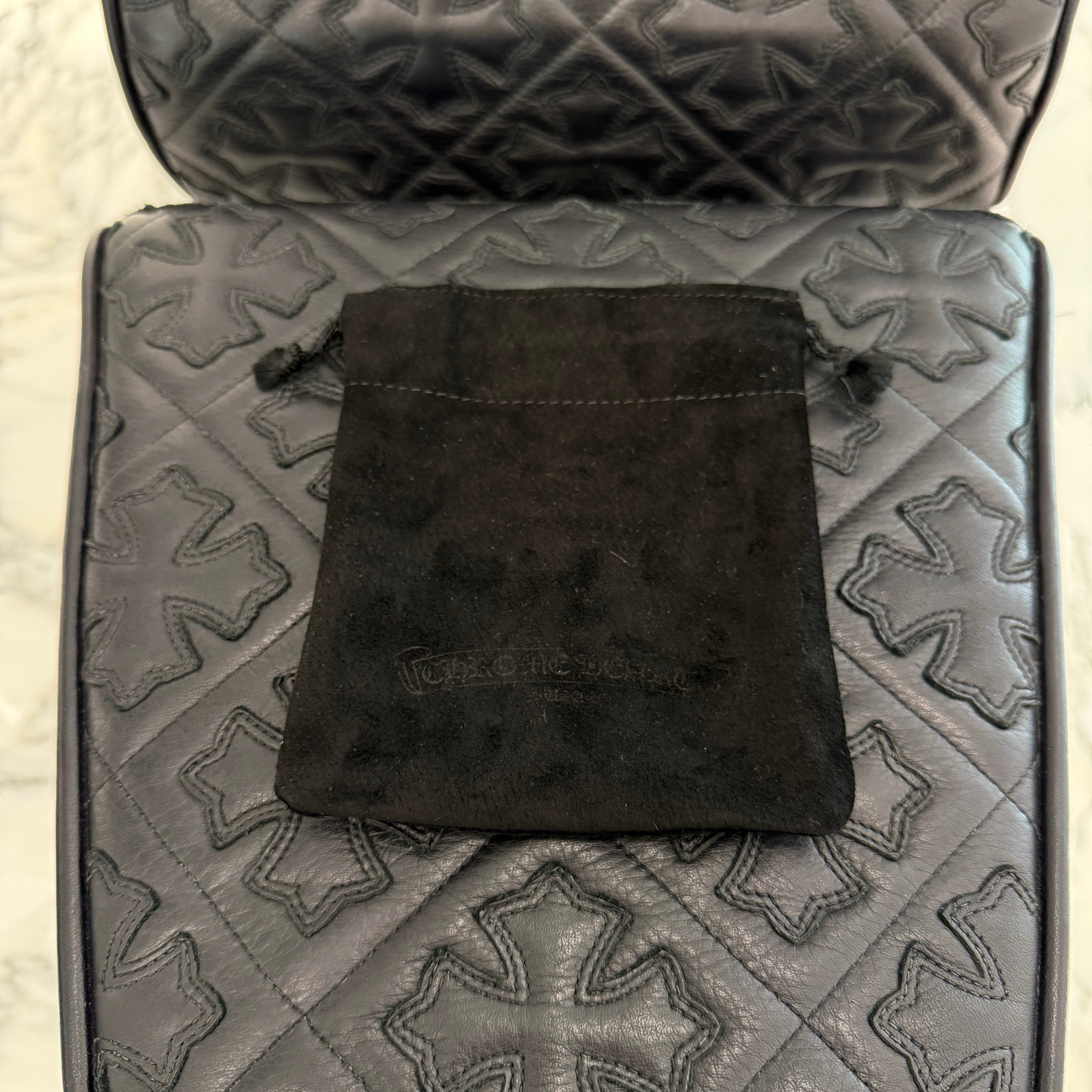 CHROME HEARTS Galaxy Patent Leather Cross Patch Wrist Band ONE