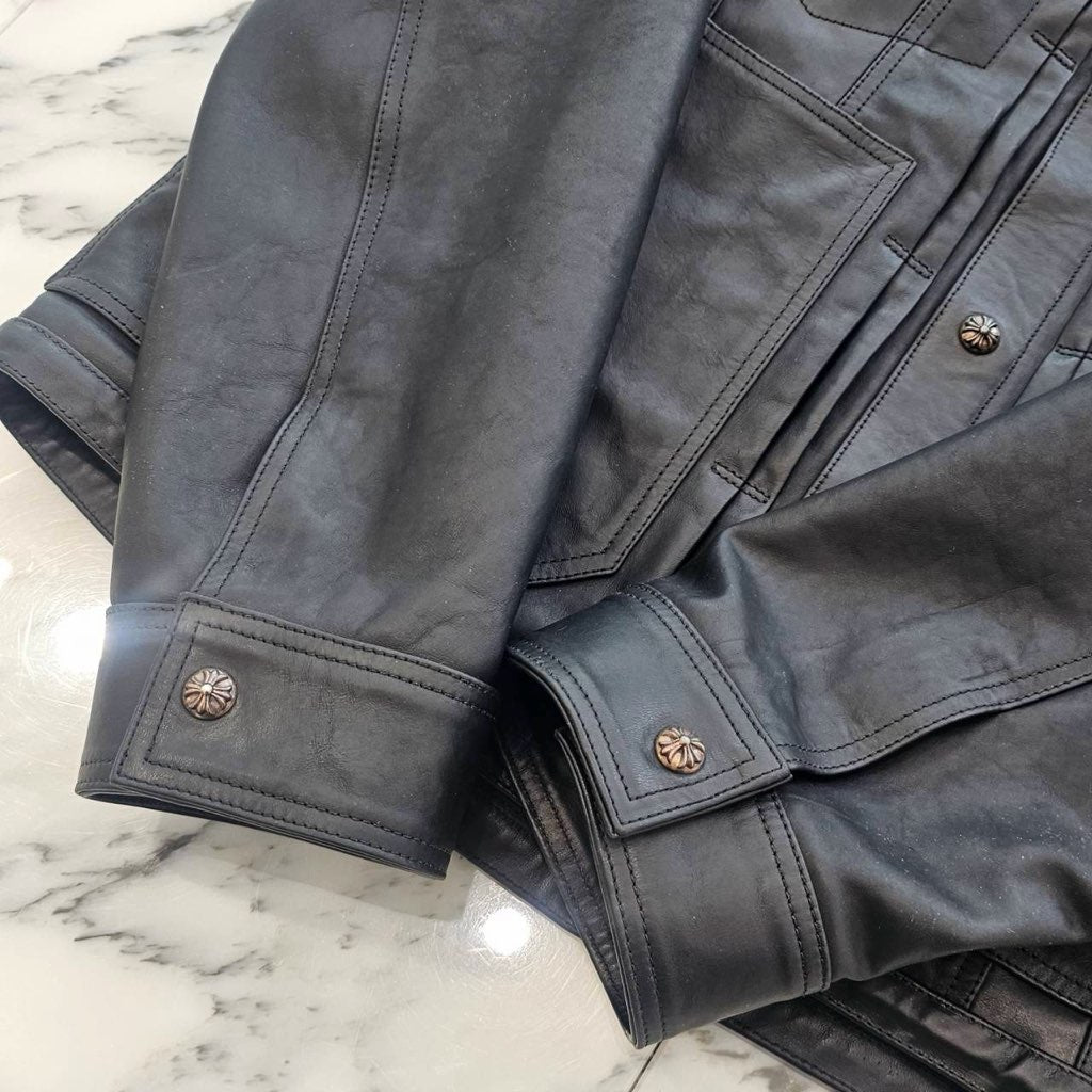 CHROME HEARTS Horsehide Whiplash Leather Jacket Size M クロムハーツ ホースハイド ウィップラッシュレザージャケット サイズM