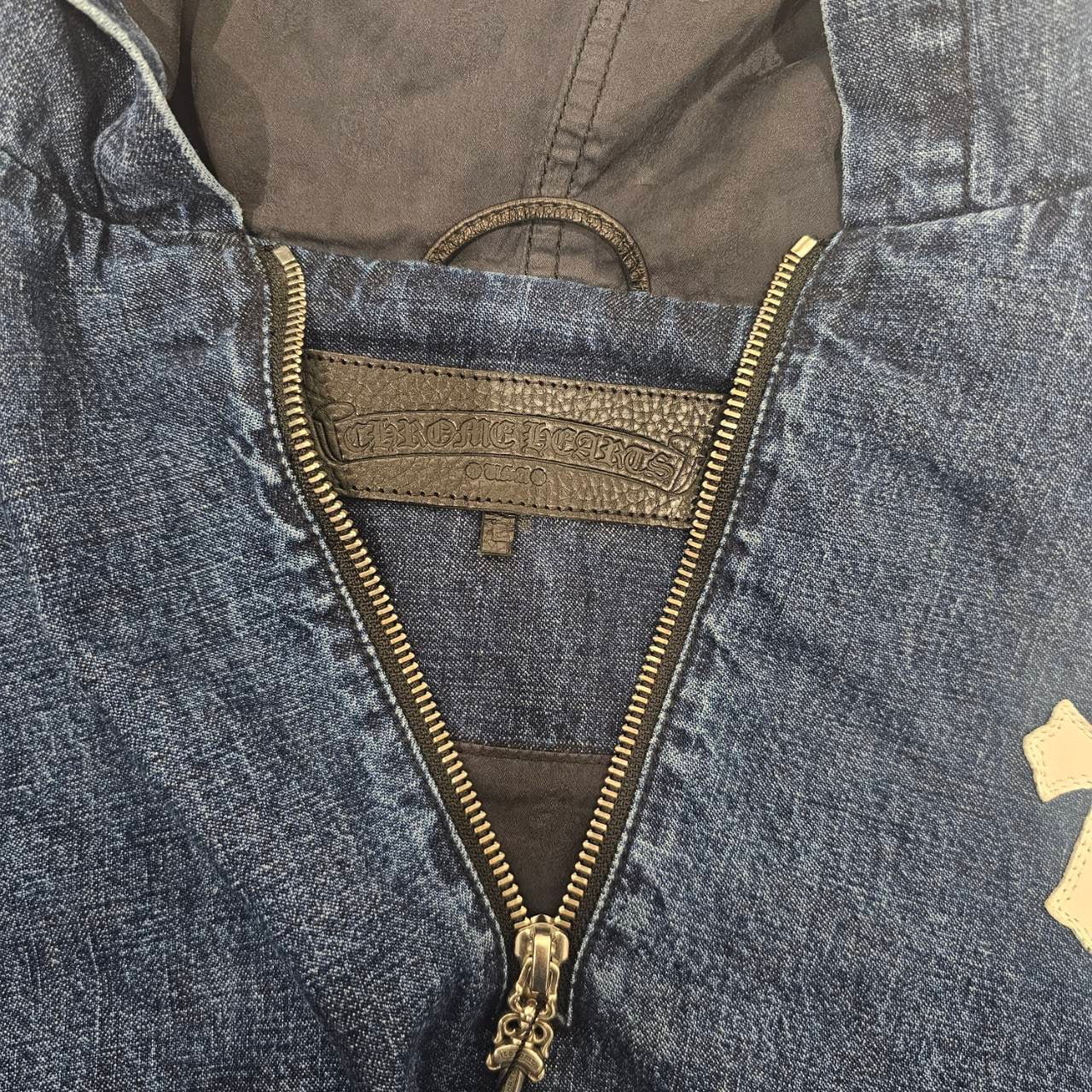 CHROME HEARTS 2024AW Leather Cemetery Triple Cross Denim Anorak
