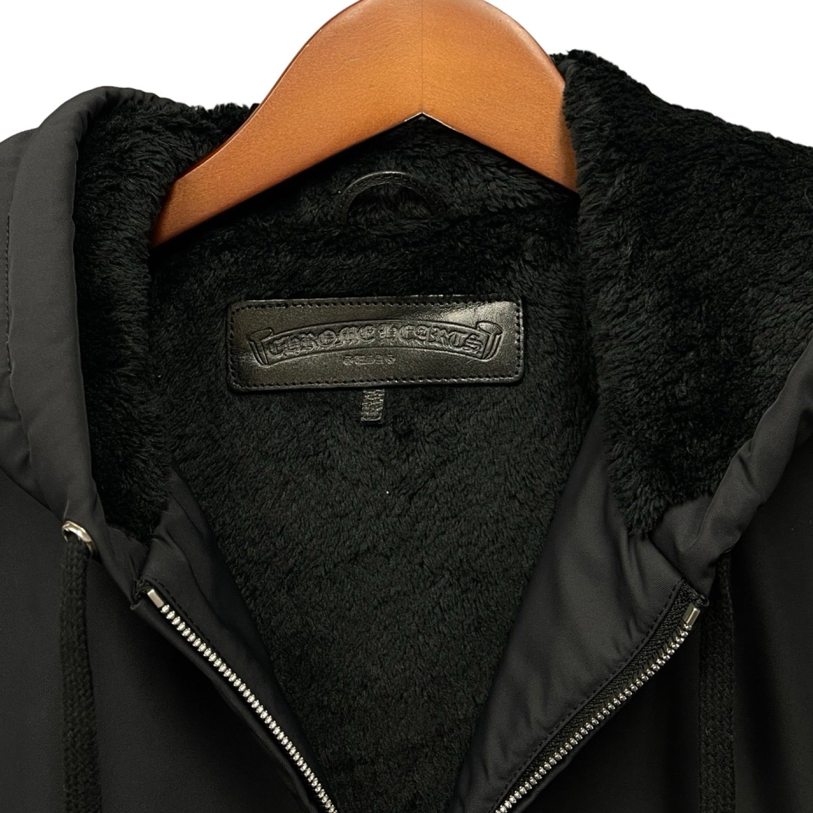 CHROME HEARTS HURRICANE Dagger Zip Up Nylon Leather Long Coat Size L