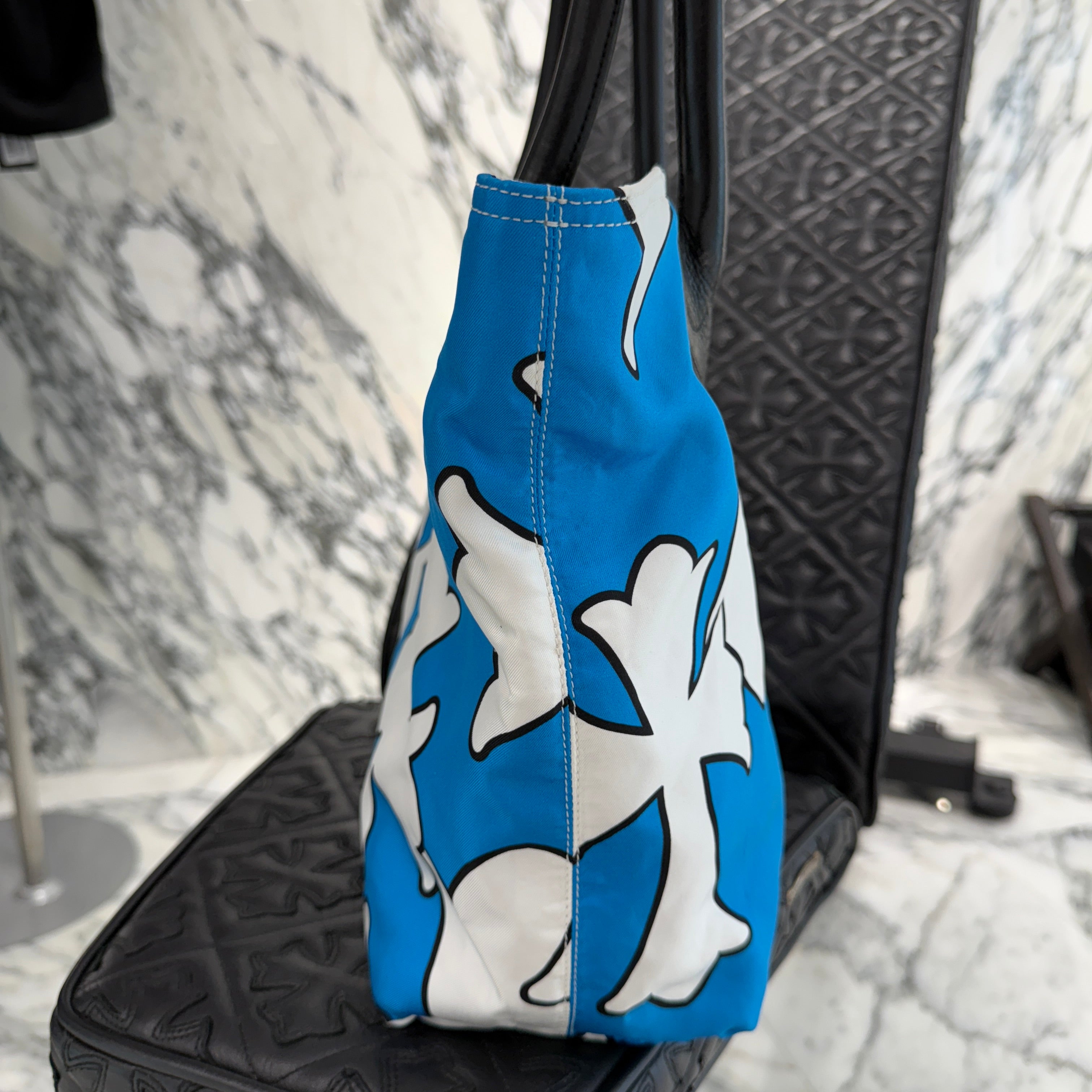 CHROME HEARTS Cemetery Cross Print Nylon Leather FS Tote Bag クロムハーツ セメタリークロスプリント ナイロン レザー FS トートバッグ