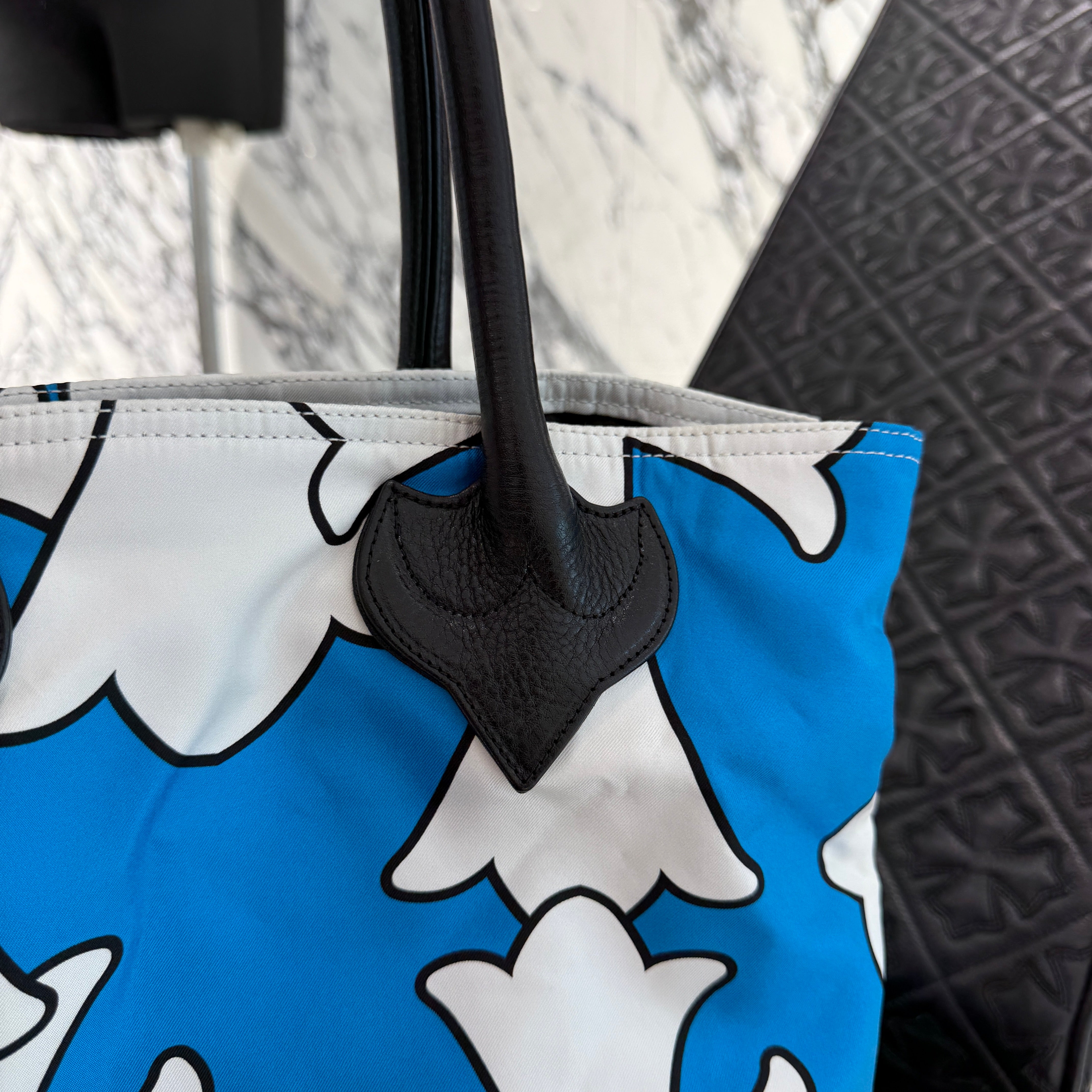 CHROME HEARTS Cemetery Cross Print Nylon Leather FS Tote Bag