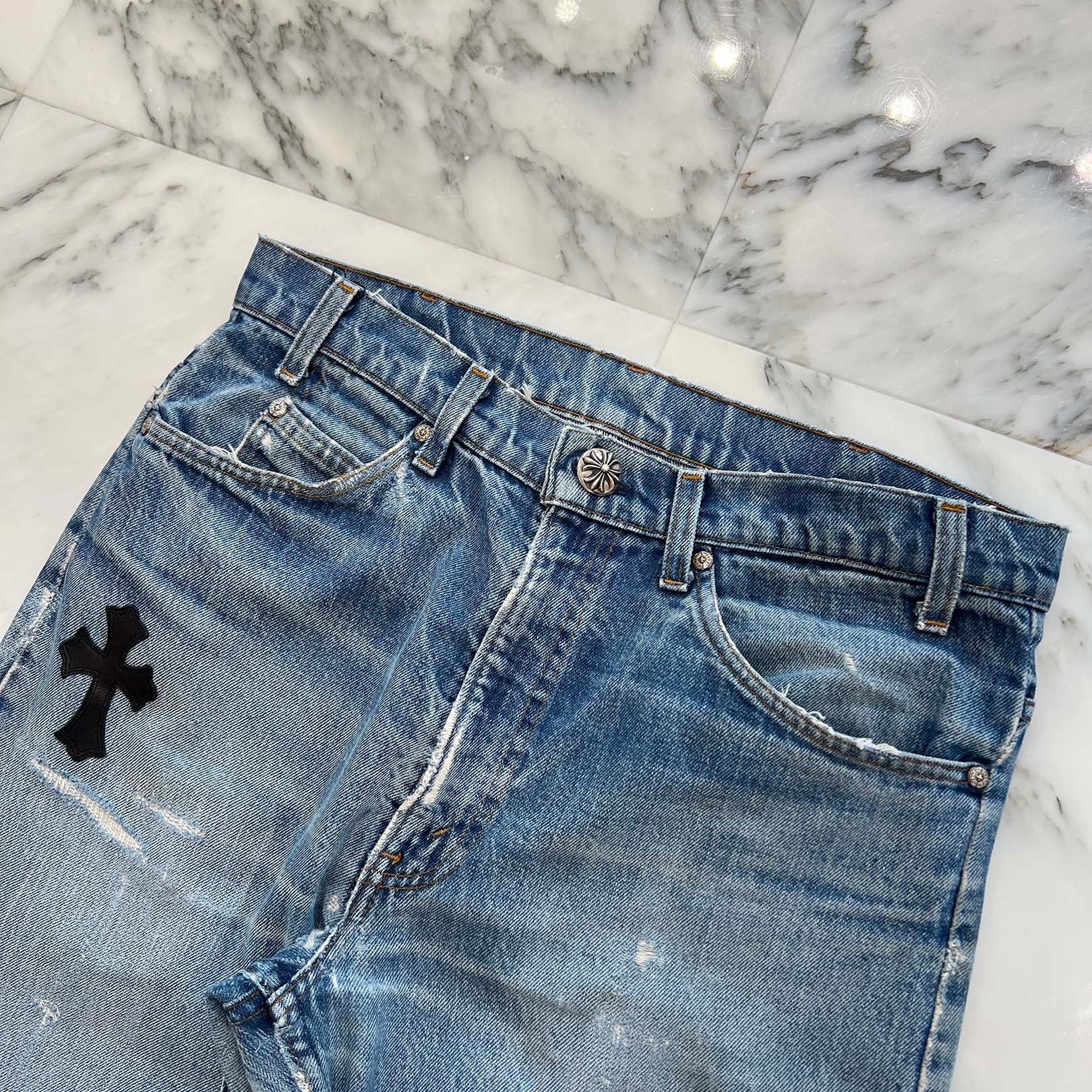 CHROME HEARTS × Levi's VNTG Cross Leather Patch Denim Pants Size 33 クロムハーツ × リーバイス ヴィンテージ クロスレザーパッチ デニムパンツ サイズ33