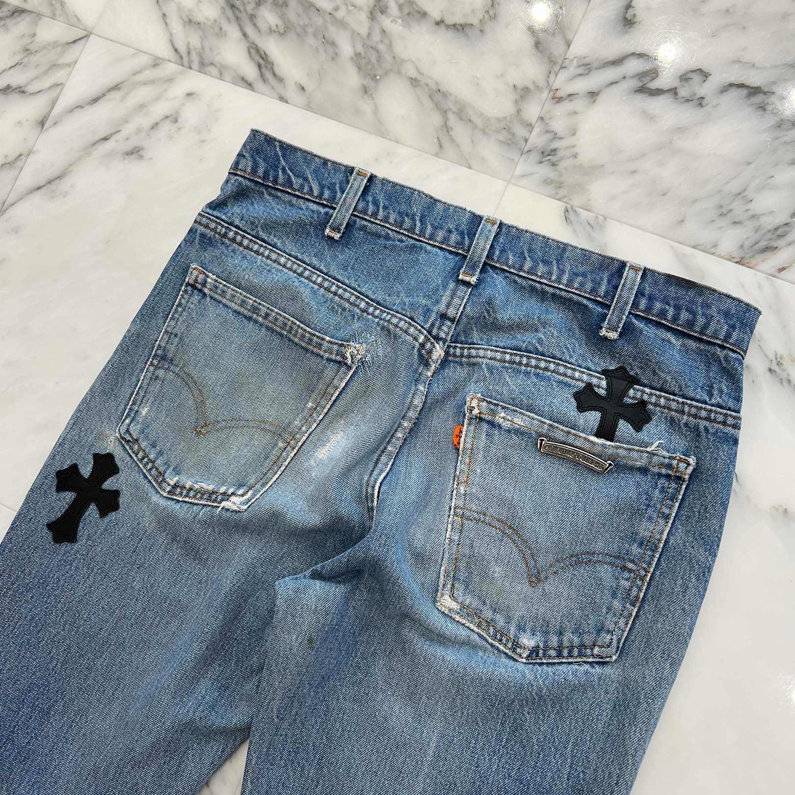 CHROME HEARTS × Levi's VNTG Cross Leather Patch Denim Pants Size 33 クロムハーツ × リーバイス ヴィンテージ クロスレザーパッチ デニムパンツ サイズ33