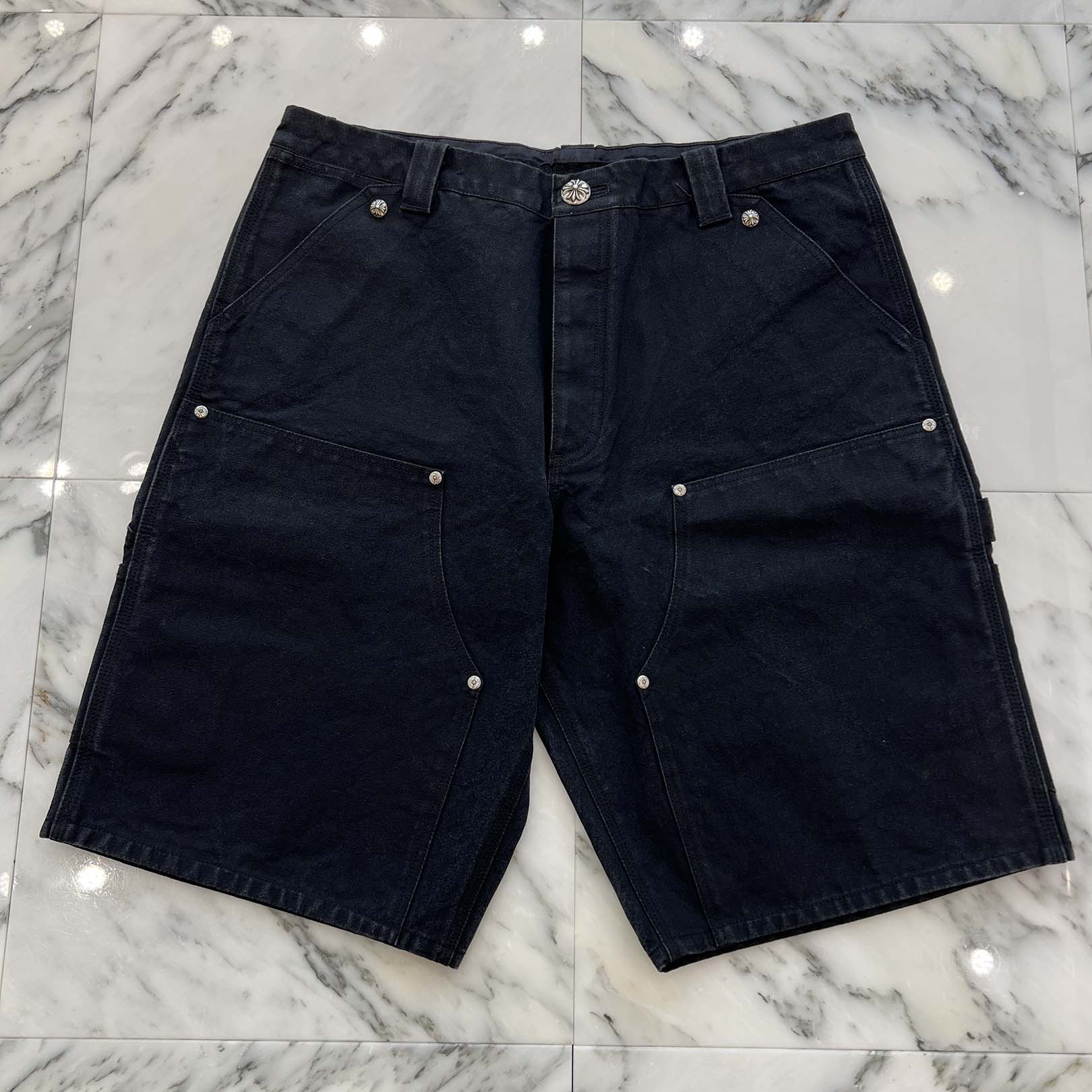 CHROME HEARTS Carpenter Cemetery Cross Patch Denim Shorts Size 36 クロムハーツ カーペンター セメタリークロスパッチ デニムショーツ サイズ36