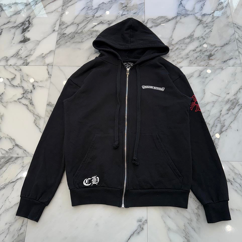 CHROME HEARTS NYC Exclusive Back Scroll Logo Zip Up Hoodie Size M