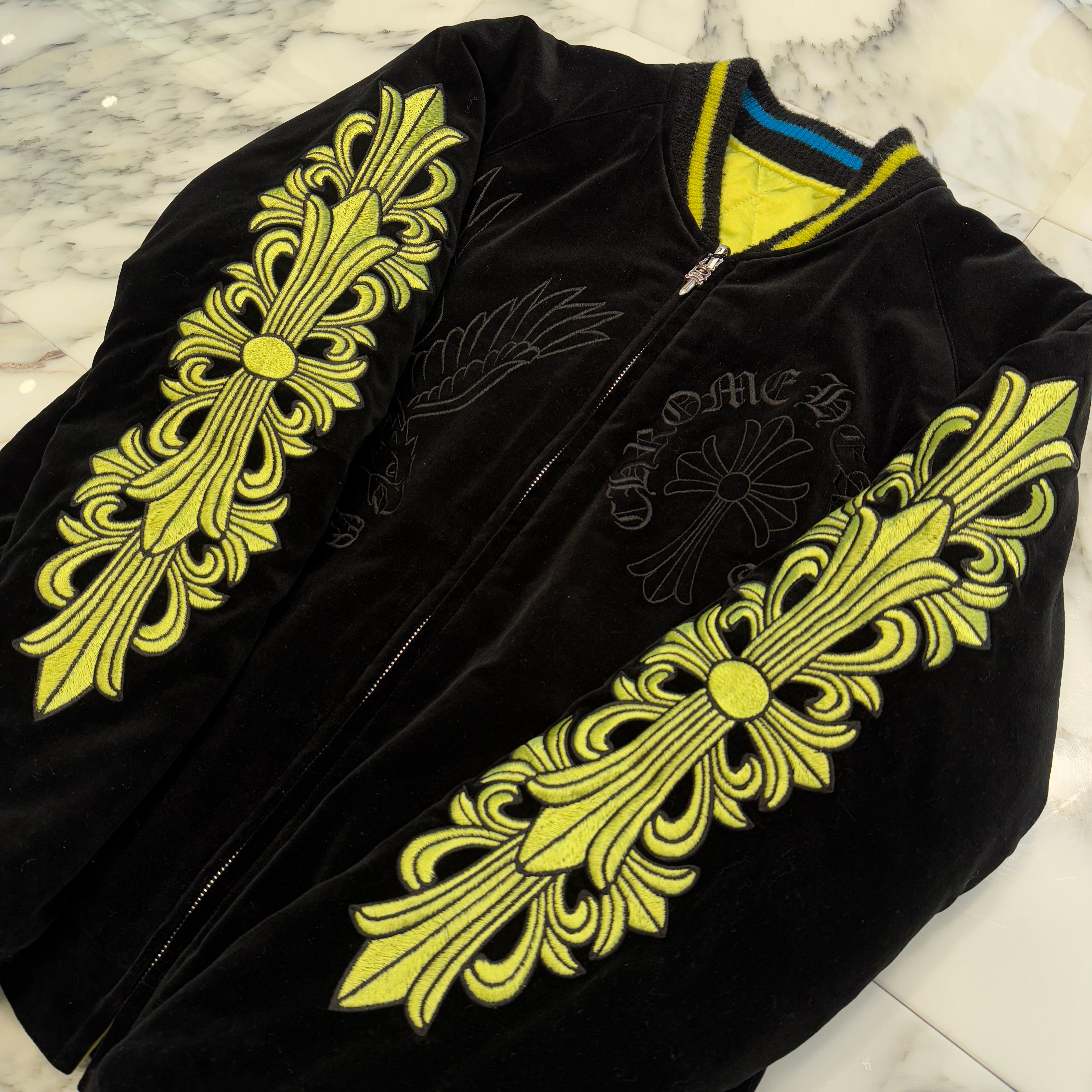 CHROME HEARTS×MATTY BOY Floral Cross Flaming Youth Hollywood Reversible Bomber Jacket Size M  フローラル クロス フレーミング ユース ハリウッド リバーシブル ボンバージャケット サイズM