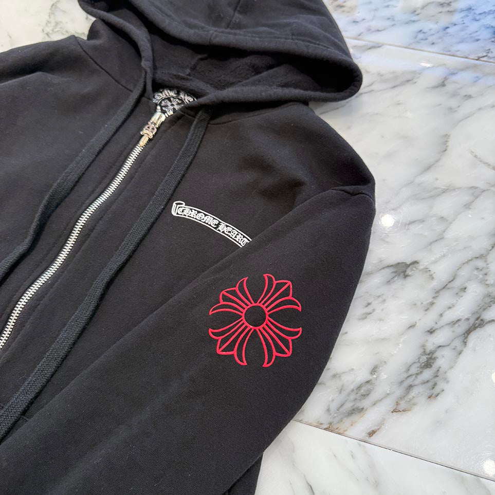 CHROME HEARTS NYC Exclusive Back Scroll Logo Zip Up Hoodie Size M