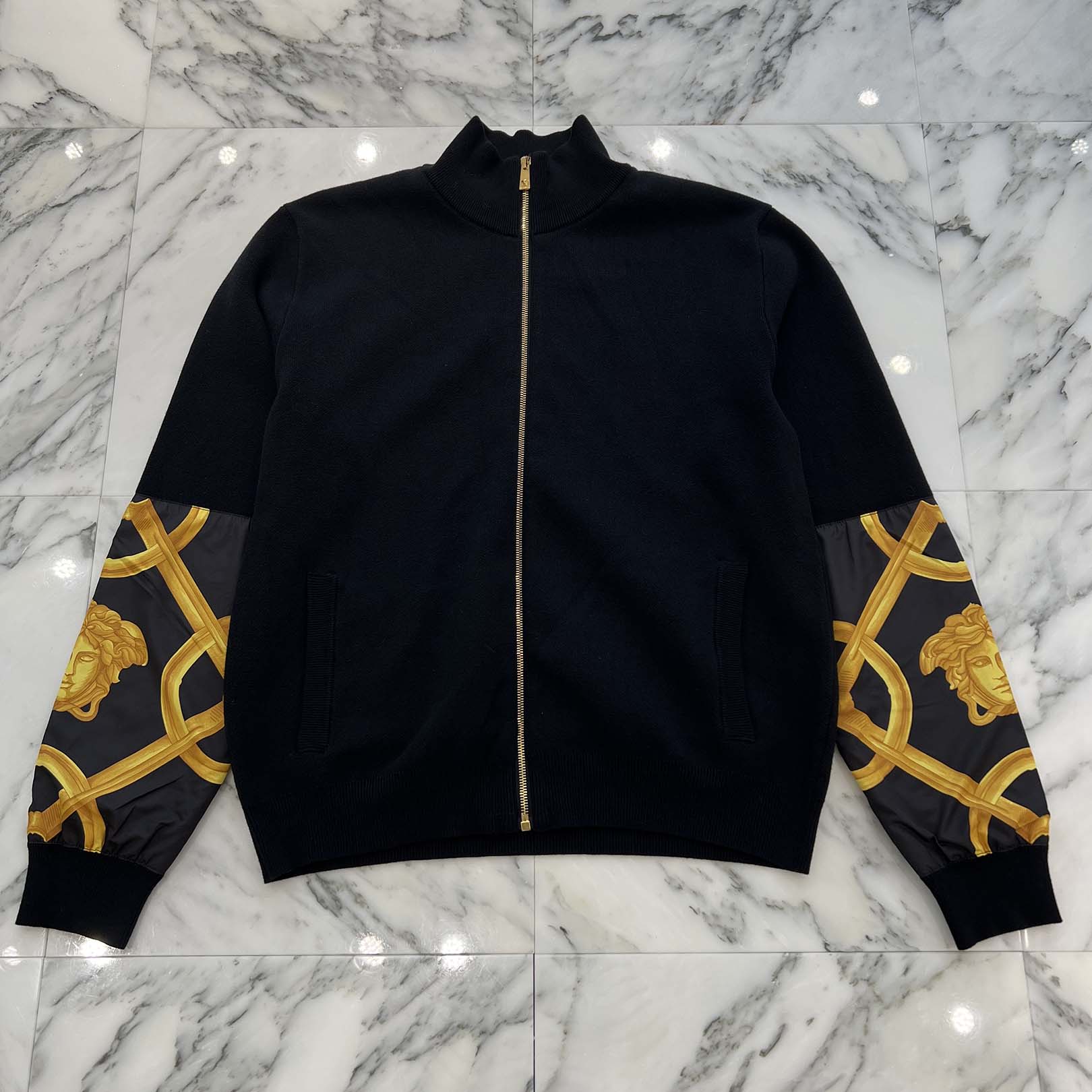 VERSACE 2023AW Barocco Medusa Zip Up Knit Sweater 1012544 1A10257 Size 52 ヴェルサーチェ バロッコ メデューサ ジップアップ ニットセーター サイズ52