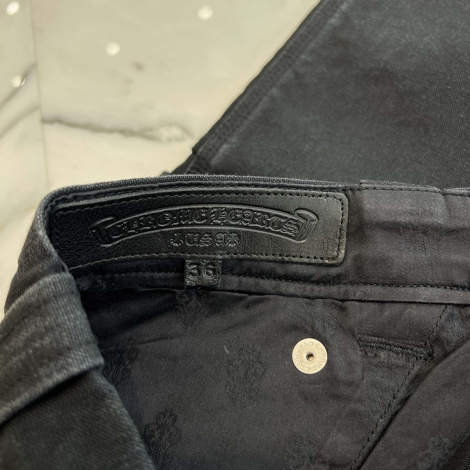 CHROME HEARTS Carpenter Cemetery Cross Patch Denim Shorts Size 36 クロムハーツ カーペンター セメタリークロスパッチ デニムショーツ サイズ36