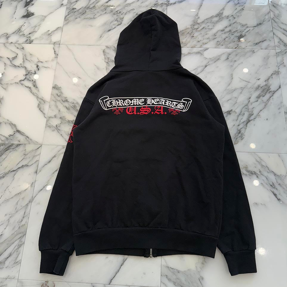 CHROME HEARTS NYC Exclusive Back Scroll Logo Zip Up Hoodie Size M クロムハーツ ニューヨーク限定 バックスクロールロゴ ジップアップフーディ サイズM