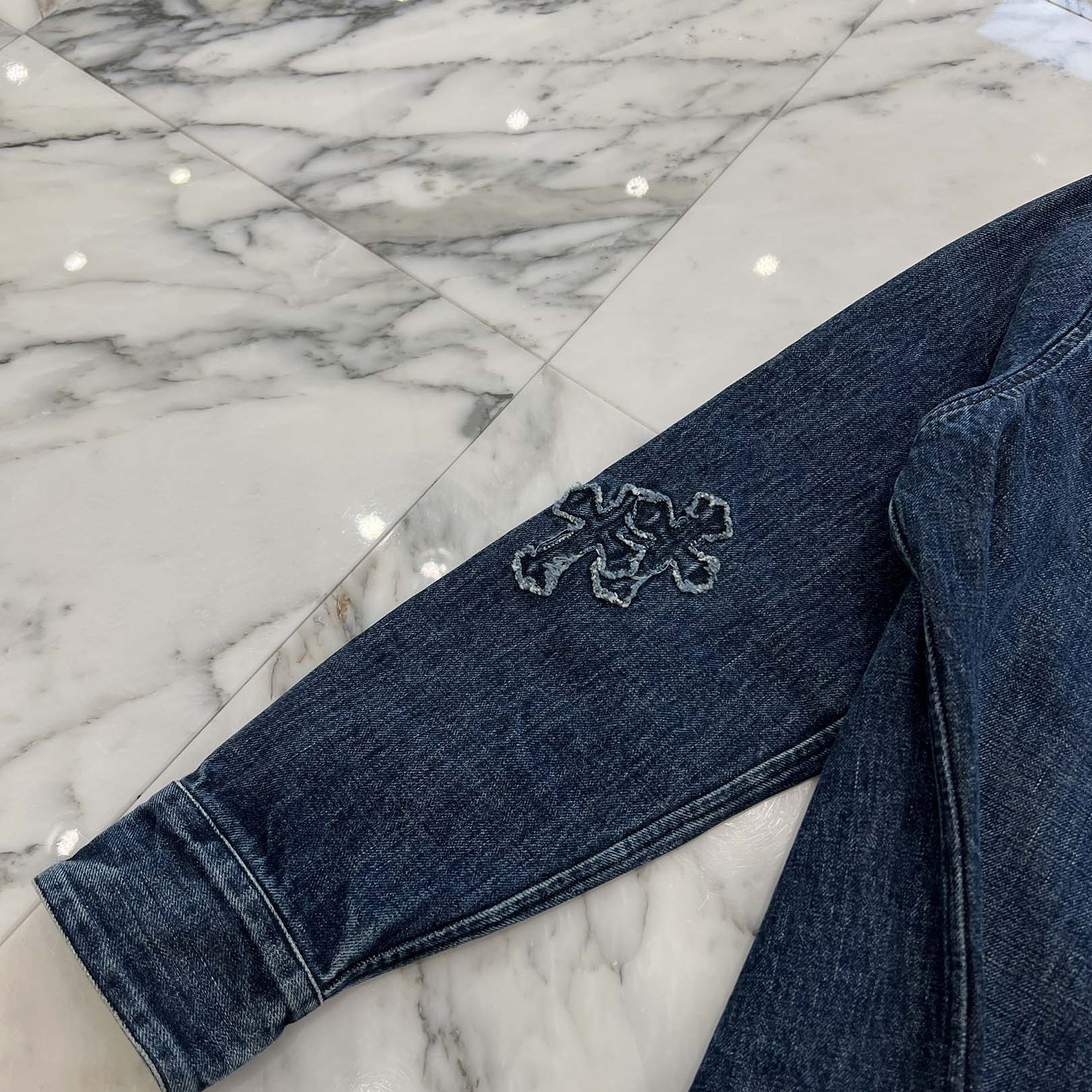 CHROME HEARTS YNOT Lucky Patch Denim Cross Patch Shirt Jacket Size L クロムハーツ ワイノット ラッキーパッチ デニムクロスパッチ シャツジャケット サイズL