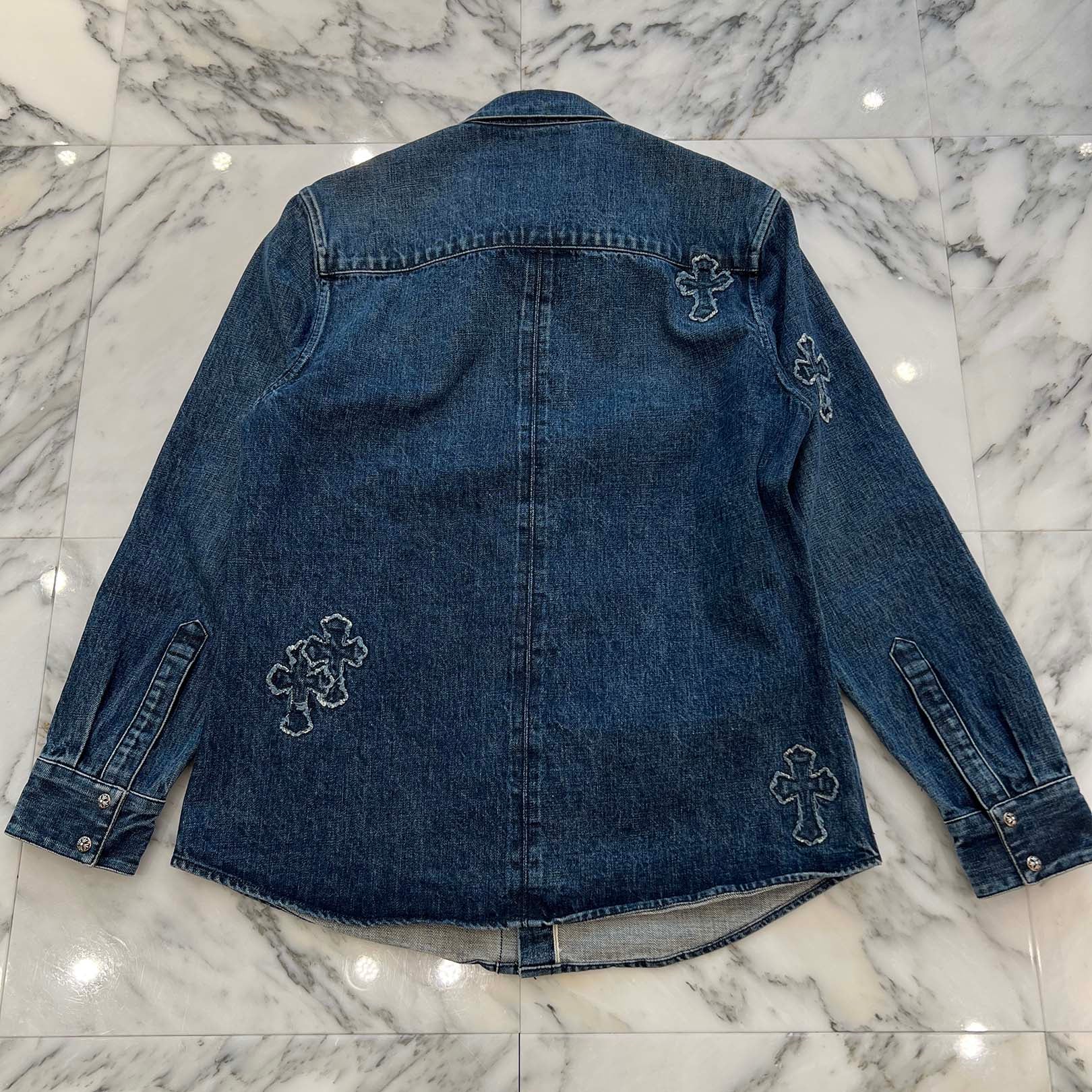 CHROME HEARTS YNOT Lucky Patch Denim Cross Patch Shirt Jacket Size L クロムハーツ ワイノット ラッキーパッチ デニムクロスパッチ シャツジャケット サイズL