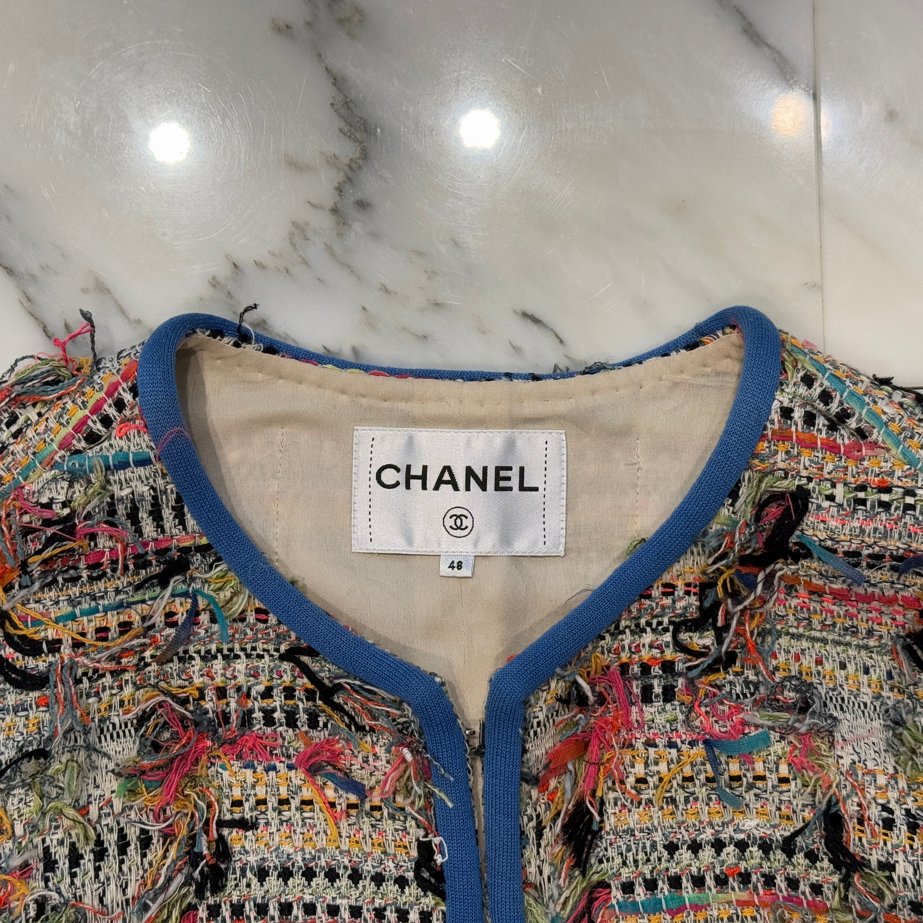CHANEL 2017SS Multicolor Tweed Jacket P56265V42296 Size 48 シャネル マルチカラー ツイードジャケット サイズ48