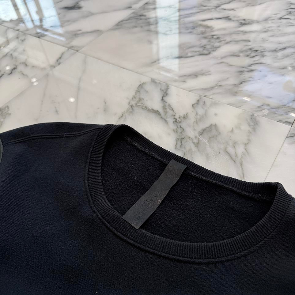 CHROME HEARTS Y NOT Cemetery Cross Leather Patch Arm Leather Sweat Shirt Size S クロムハーツ ワイノット セメタリークロス レザーパッチ アームレザー スウェットシャツ サイズS