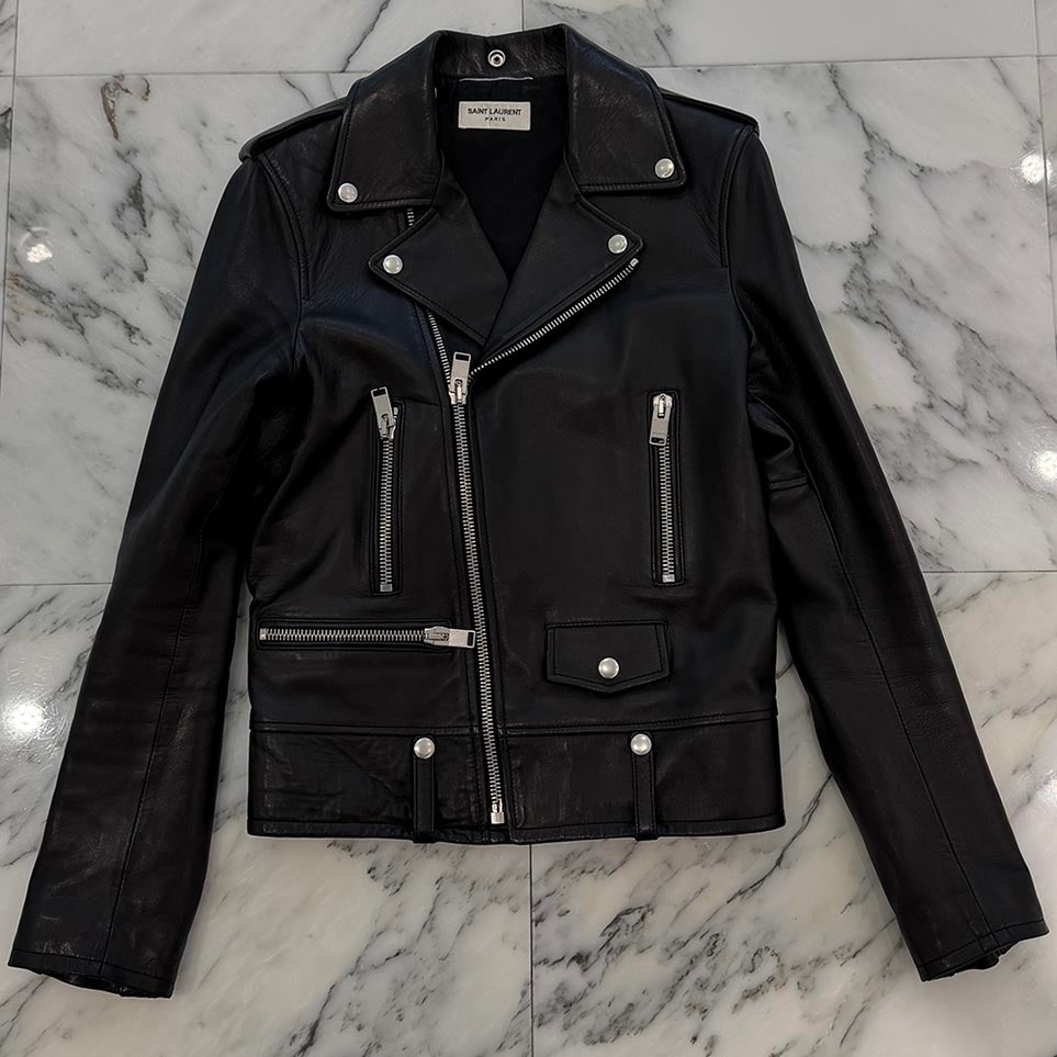 SAINT LAURENT PARIS 2015AW L01 Classic Motorcycle Rider's Leather Jacket 397290 Y5YA1 Size 42 サンローランパリ L01 クラシック モーターサイクル ライダース レザージャケット サイズ42