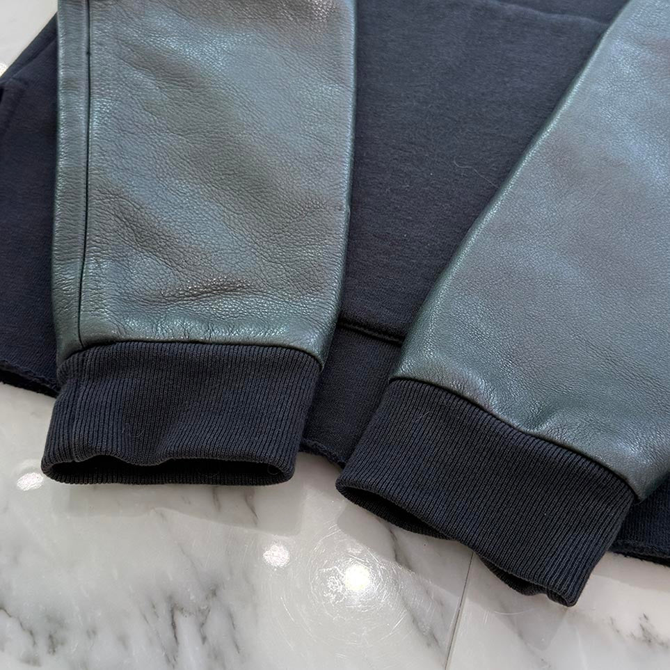 CHROME HEARTS Y NOT Cemetery Cross Leather Patch Arm Leather Sweat Shirt Size S クロムハーツ ワイノット セメタリークロス レザーパッチ アームレザー スウェットシャツ サイズS