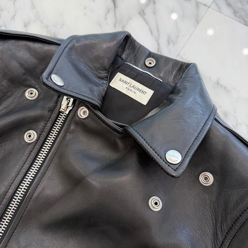 SAINT LAURENT PARIS 2015AW L01 Classic Motorcycle Rider's Leather Jacket 397290 Y5YA1 Size 42 サンローランパリ L01 クラシック モーターサイクル ライダース レザージャケット サイズ42