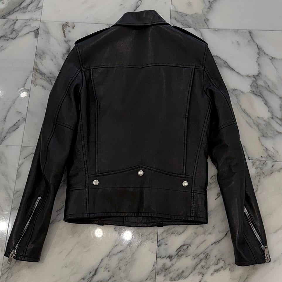 SAINT LAURENT PARIS 2015AW L01 Classic Motorcycle Rider's Leather Jacket 397290 Y5YA1 Size 42 サンローランパリ L01 クラシック モーターサイクル ライダース レザージャケット サイズ42