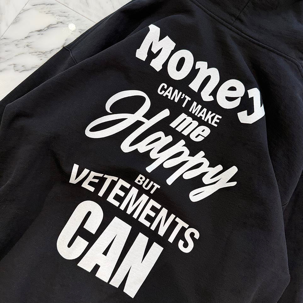 VETEMENTS Slogan Print Pullover Hoodie UA53TR001 Size L ヴェトモン スローガンプリント プルオーバーフーディ サイズL
