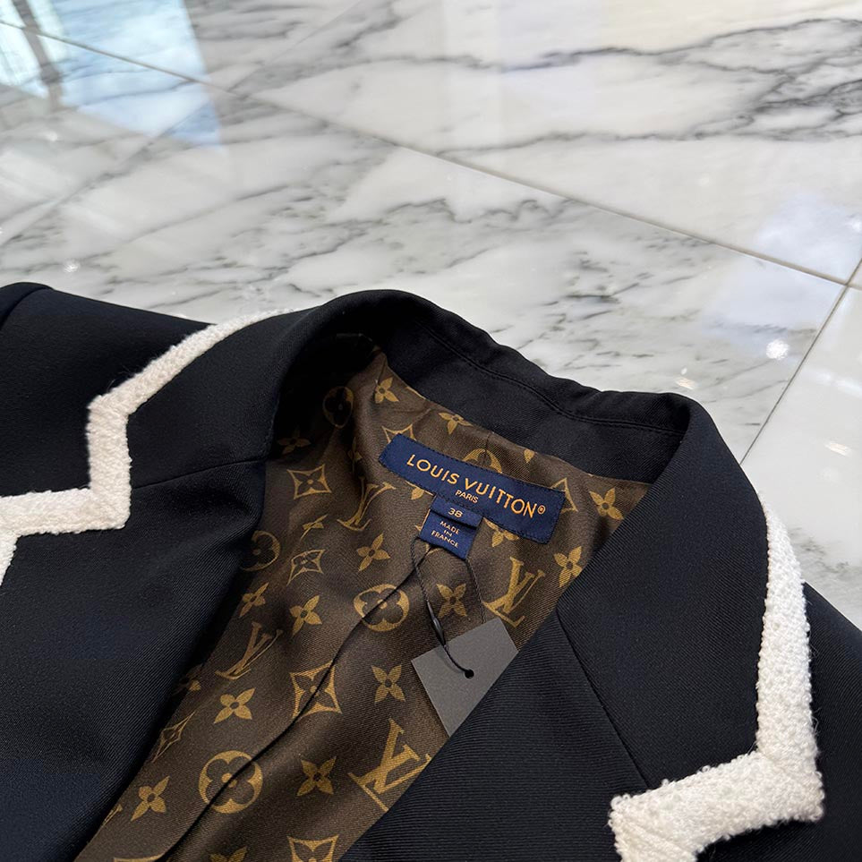LOUIS VUITTON 2025SS Tweed Trim Preppy Blazer 1AHGO9 Size 38 ルイヴィトン ツイードトリム プレッピー ブレザー サイズ38