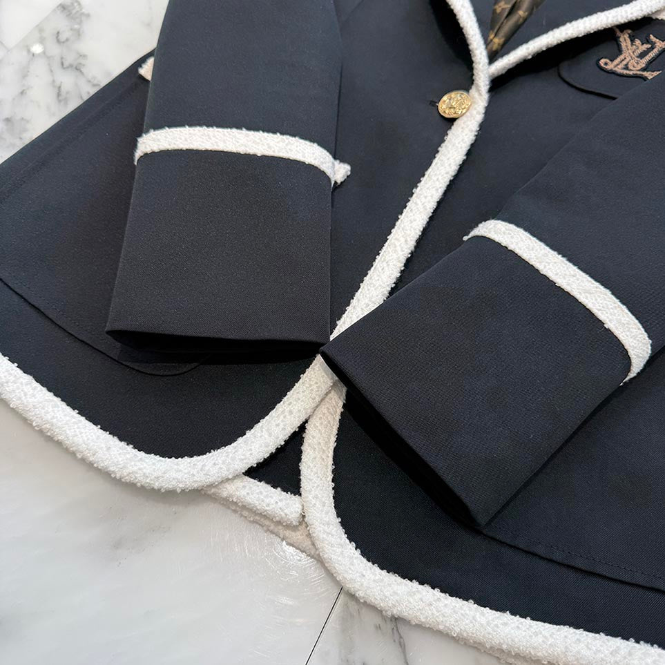 LOUIS VUITTON 2025SS Tweed Trim Preppy Blazer 1AHGO9 Size 38 ルイヴィトン ツイードトリム プレッピー ブレザー サイズ38