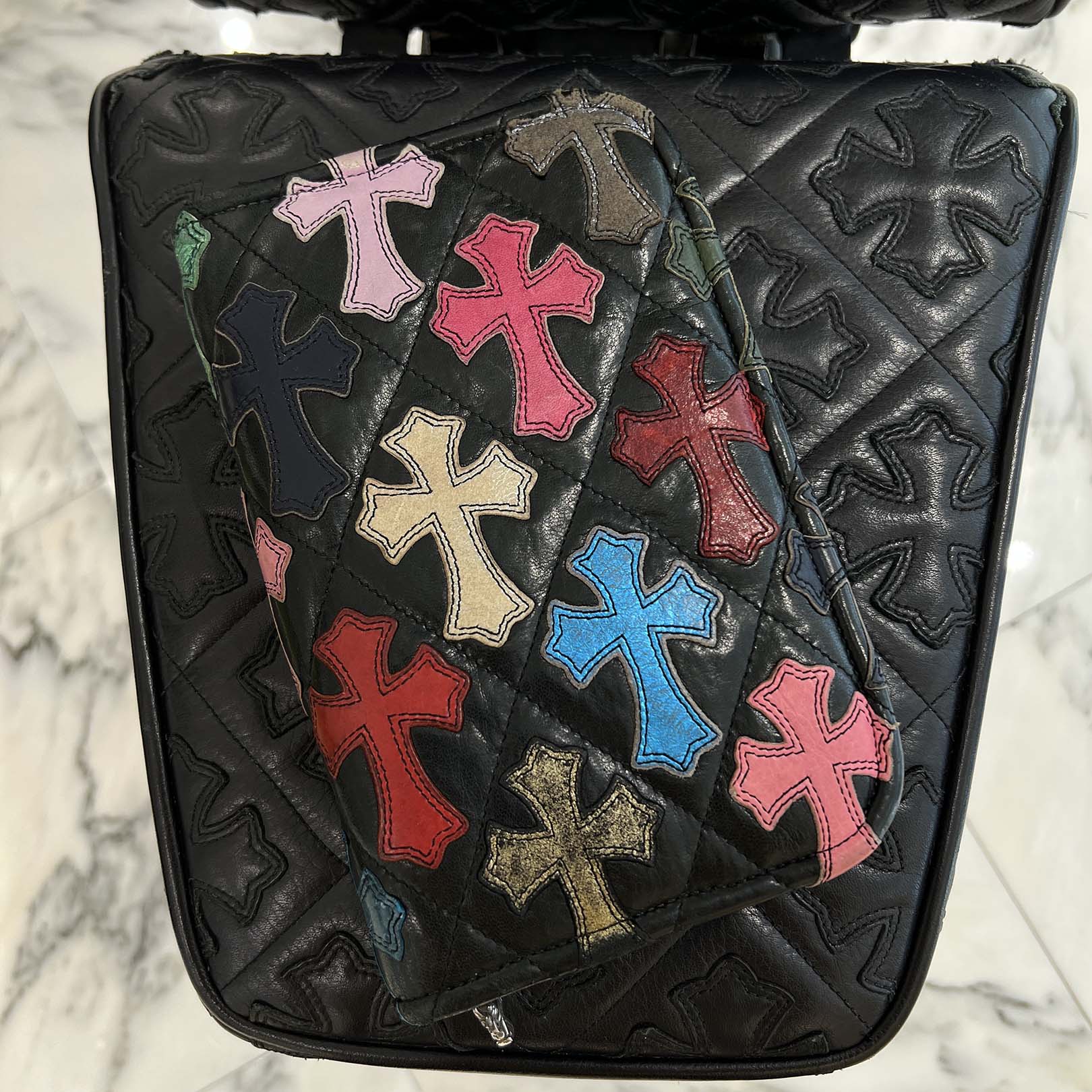 CHROME HEARTS Multi Color Cross Patch Round Zip Organizer クロムハーツ マルチカラー クロスパッチ ラウンドジップ オーガナイザー