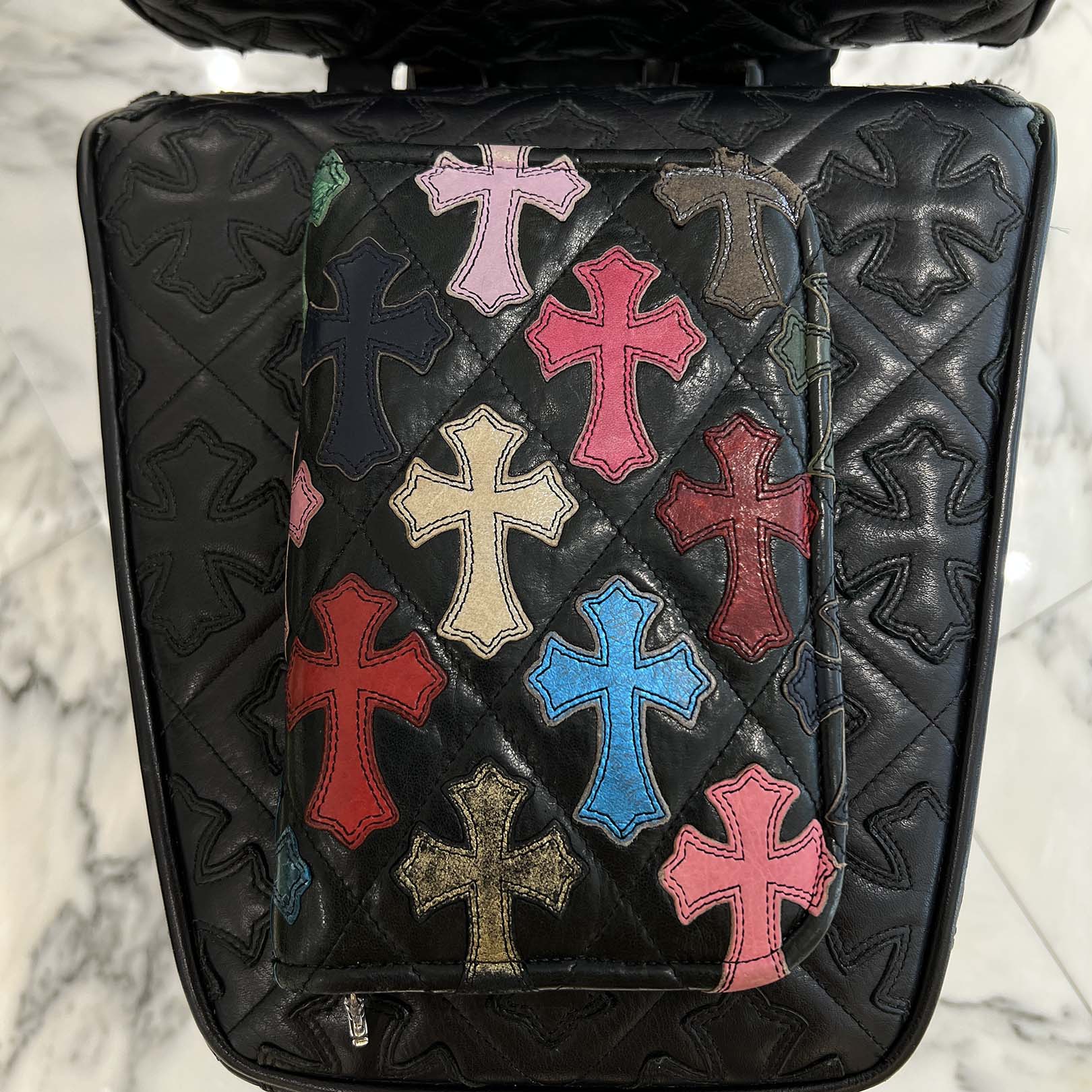 CHROME HEARTS Multi Color Cross Patch Round Zip Organizer クロムハーツ マルチカラー クロスパッチ ラウンドジップ オーガナイザー