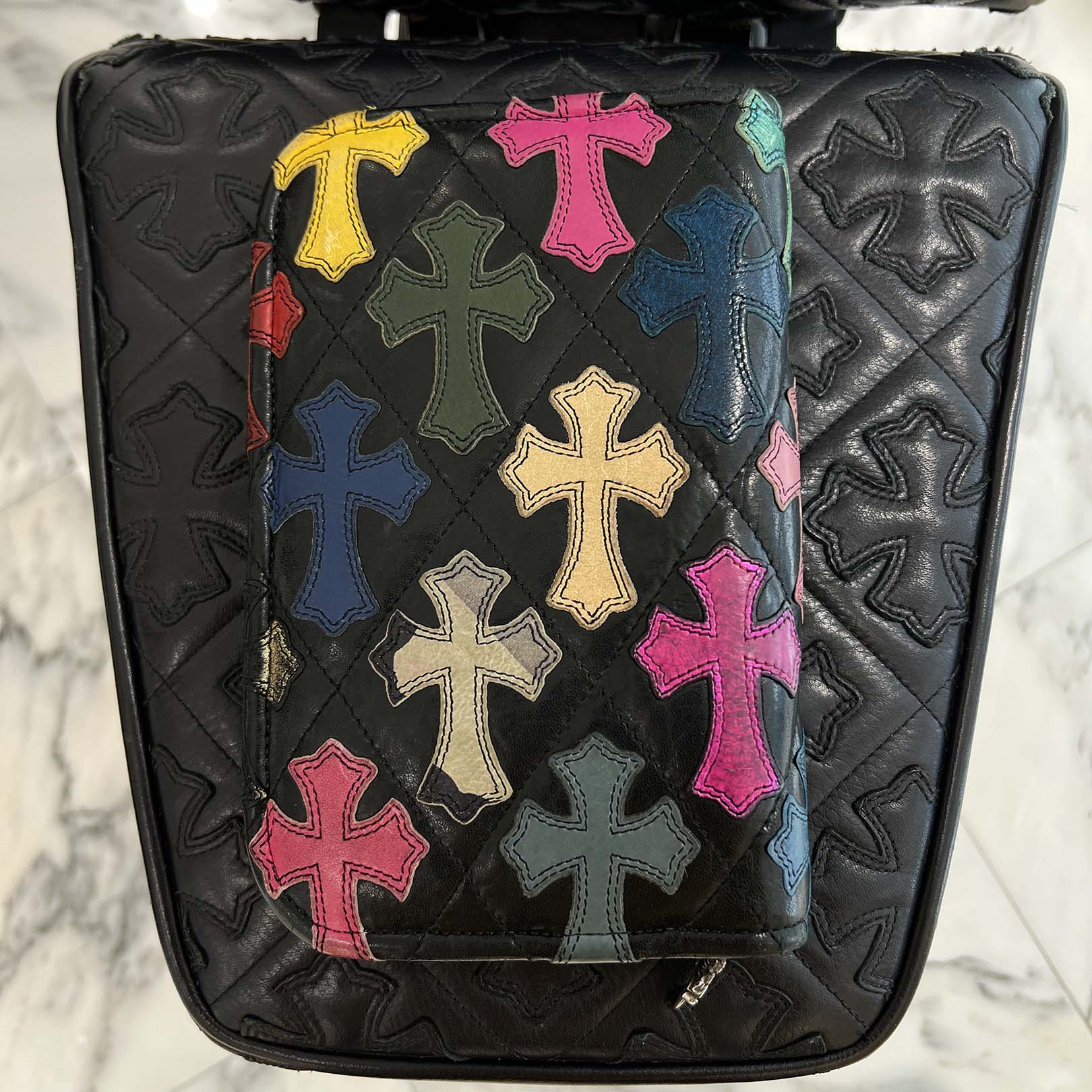 CHROME HEARTS Multi Color Cross Patch Round Zip Organizer クロムハーツ マルチカラー クロスパッチ ラウンドジップ オーガナイザー