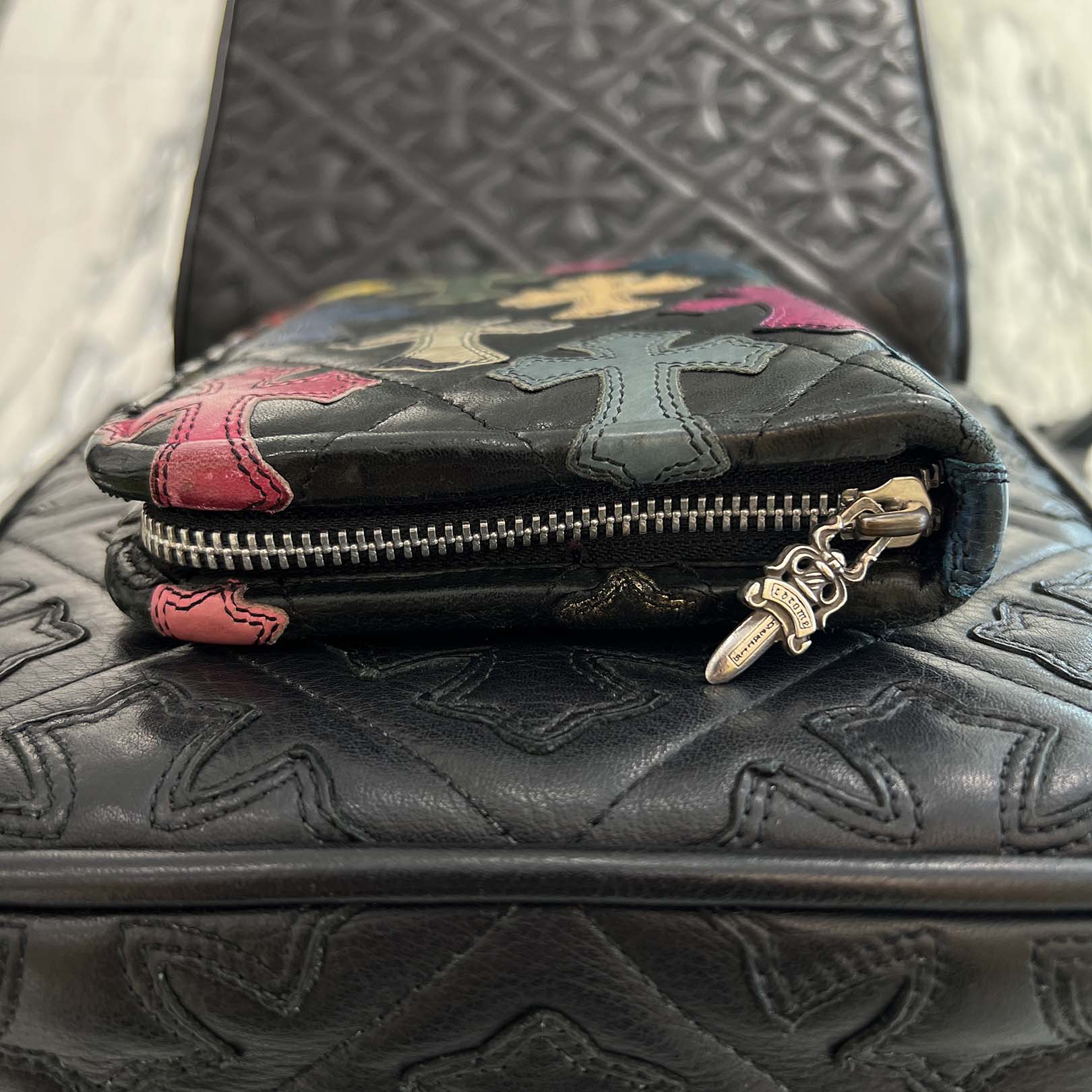 CHROME HEARTS Multi Color Cross Patch Round Zip Organizer クロムハーツ マルチカラー クロスパッチ ラウンドジップ オーガナイザー