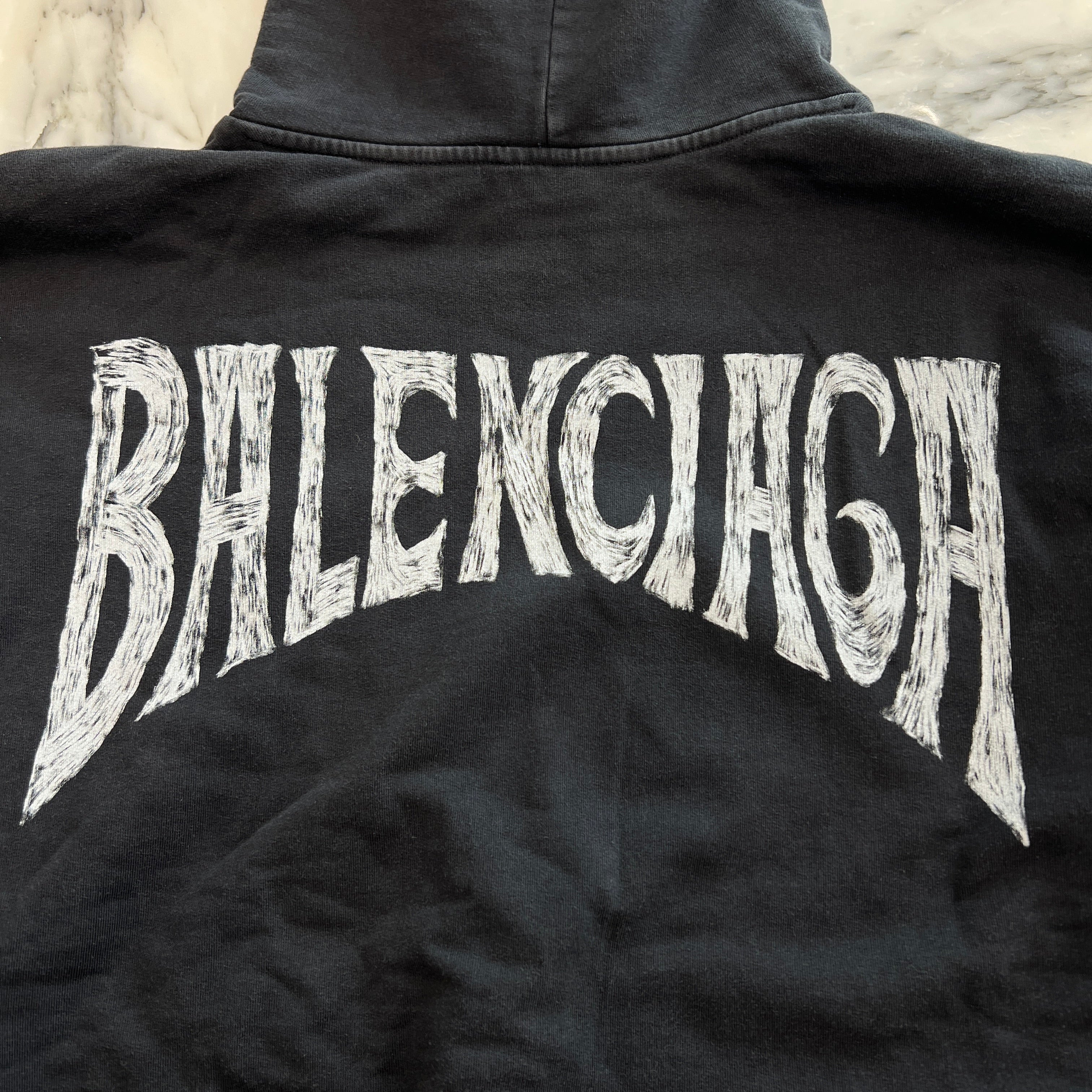 BALENCIAGA 2023AW Hand Drawn Logo Round Pullover Hoodie 767877 TPVU5 Size XL バレンシアガ ハンドドローンロゴ ラウンド プルオーバーフーディー サイズXL