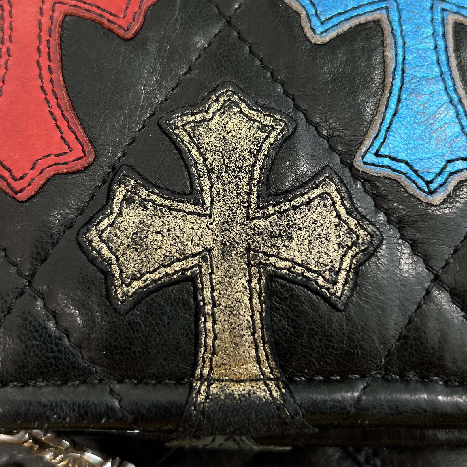CHROME HEARTS Multi Color Cross Patch Round Zip Organizer クロムハーツ マルチカラー クロスパッチ ラウンドジップ オーガナイザー