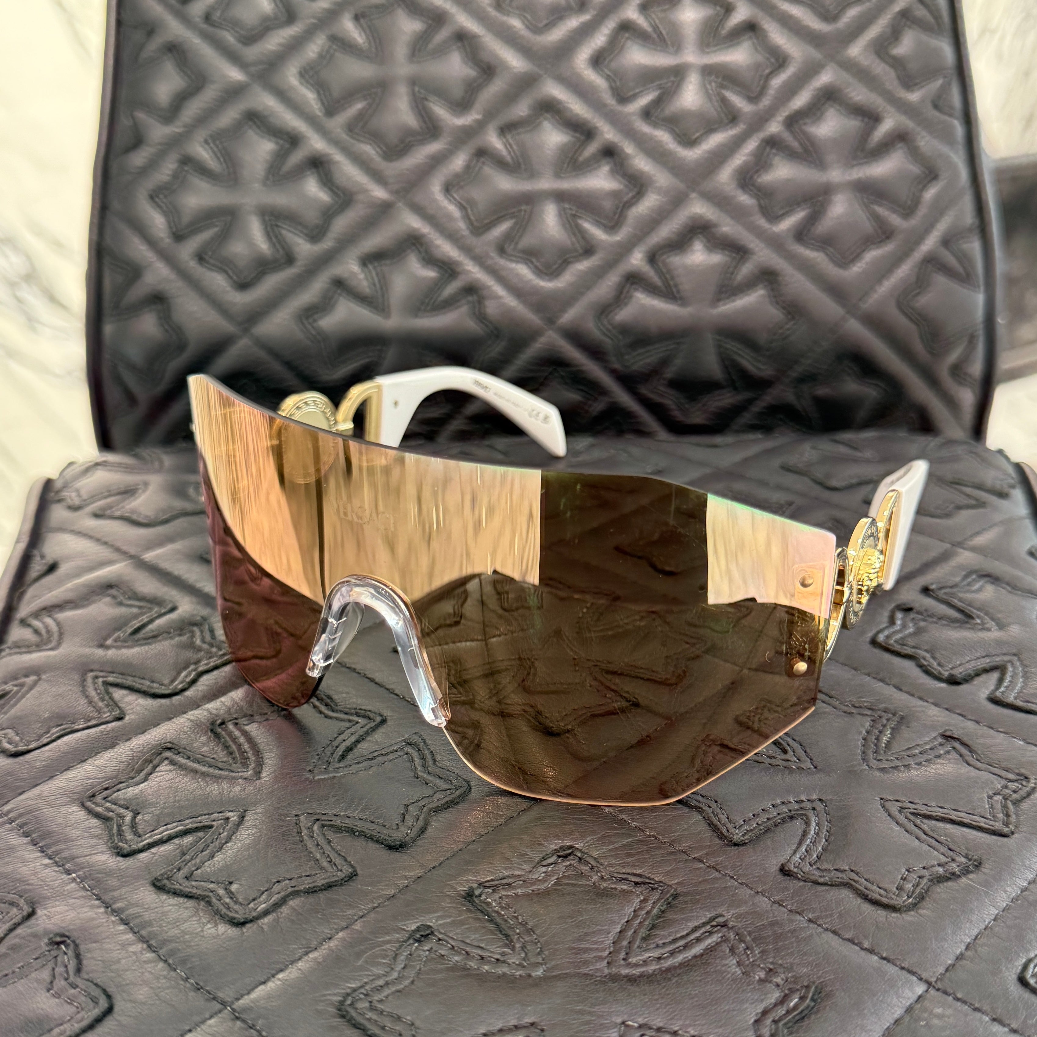 VERSACE Mirrored Sunglasses MOD.2258 Size 45/14/125 ヴェルサーチ ミラー サングラス サイズ45/14/125