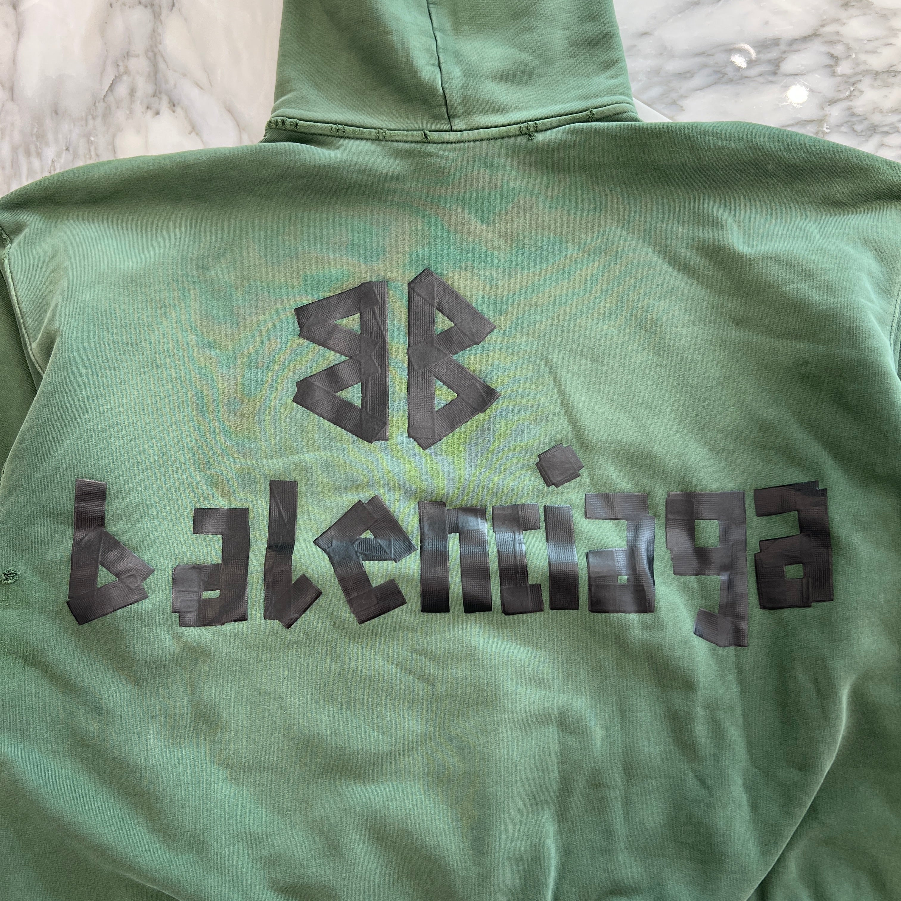 BALENCIAGA 2023SS Tape Logo Ripped Pocket Pullover Hoodie 744441 TQVQ9 Size XS バレンシアガ テープロゴ リップドポケット プルオーバーフーディー サイズXS