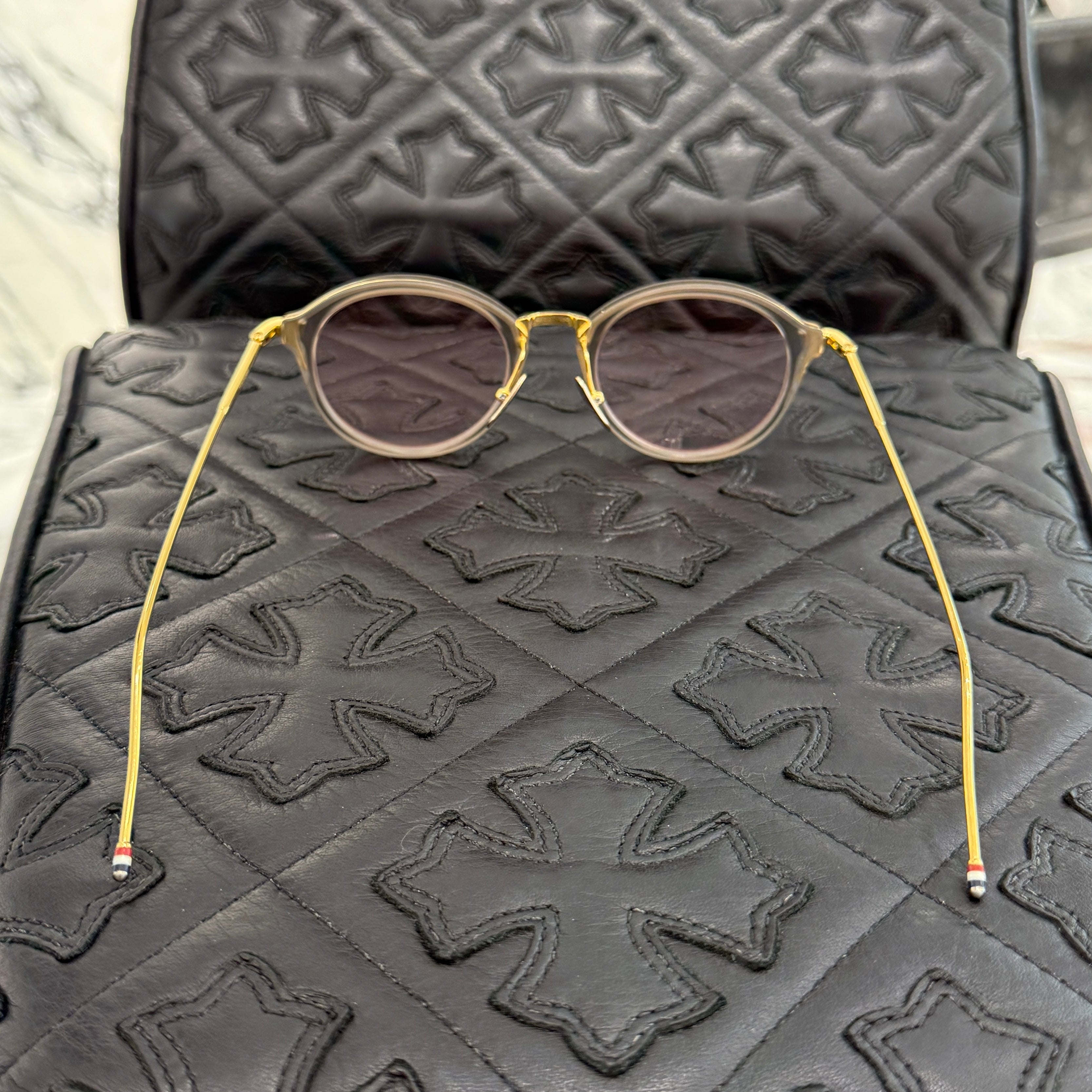 THOM BROWNE Wellington Sunglasses TB-011-G-GRY-GLD-49 Size 49口21-150 トムブラウン ウェリントンサングラス サイズ49口21-150