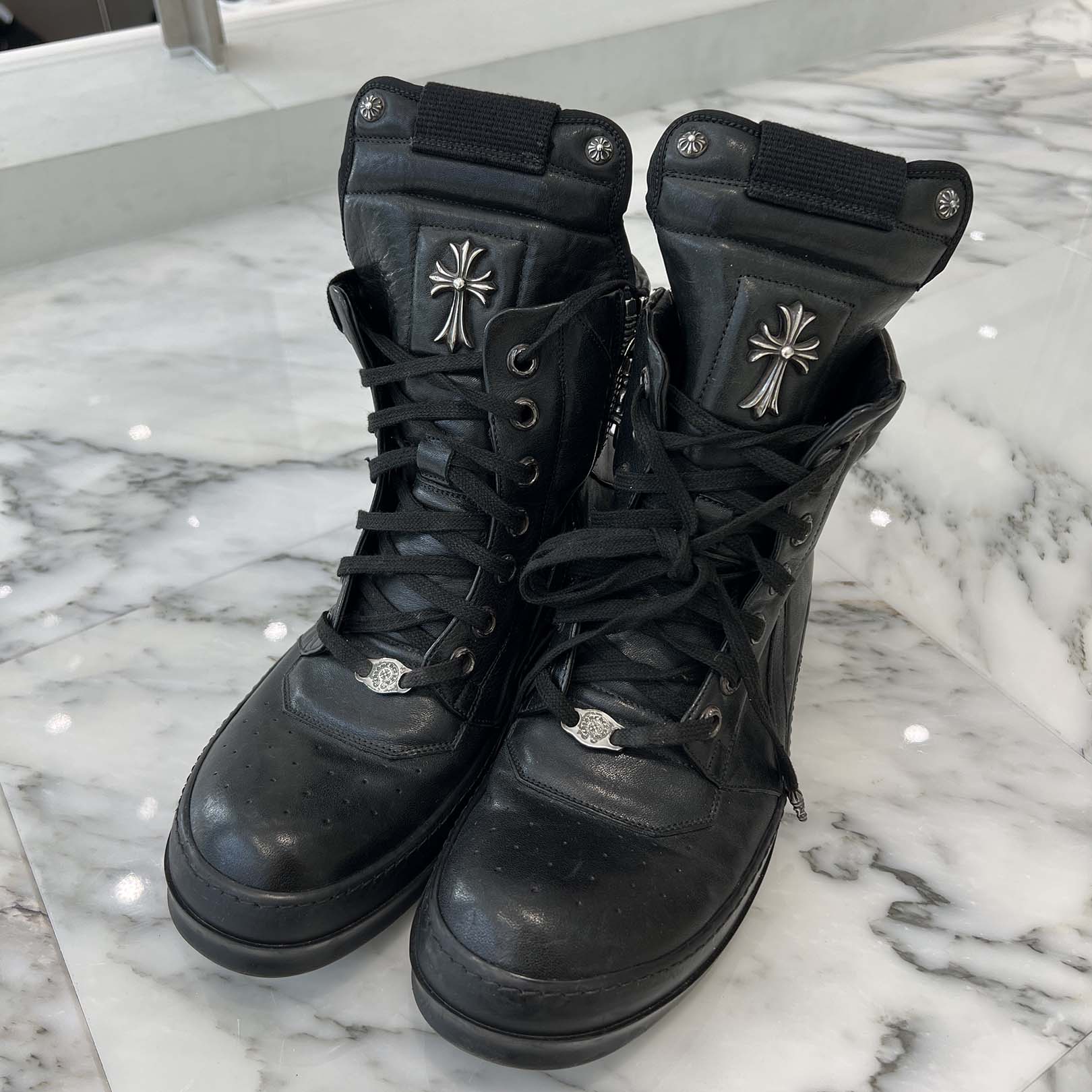 CHROME HEARTS × Rick Owens Geobasket Leather Sneakers Size 43 (27.5cm) クロムハーツ×リックオーエンス ジオバスケット レザースニーカー サイズ43 (27.5cm)