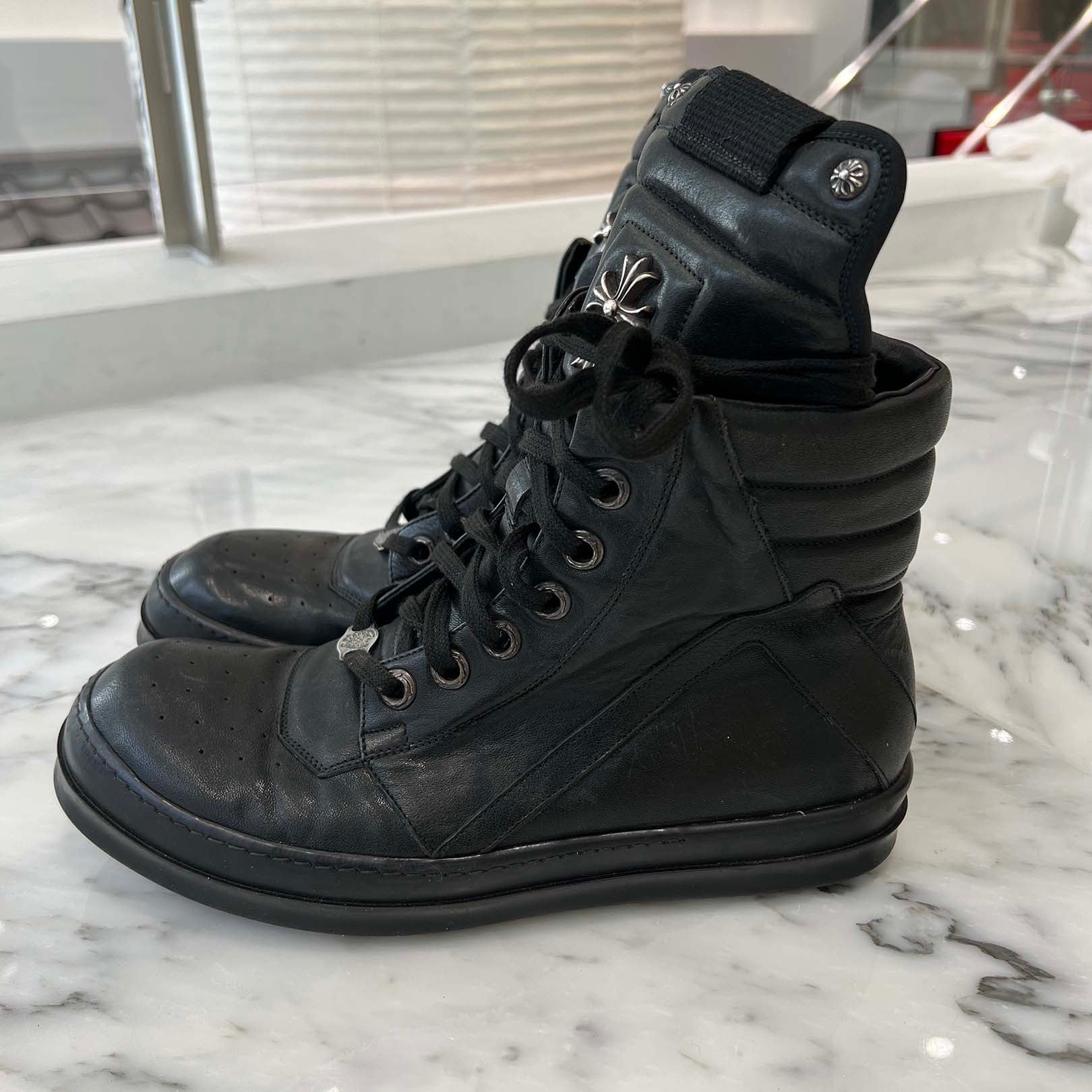 CHROME HEARTS × Rick Owens Geobasket Leather Sneakers Size 43 (27.5cm) クロムハーツ×リックオーエンス ジオバスケット レザースニーカー サイズ43 (27.5cm)