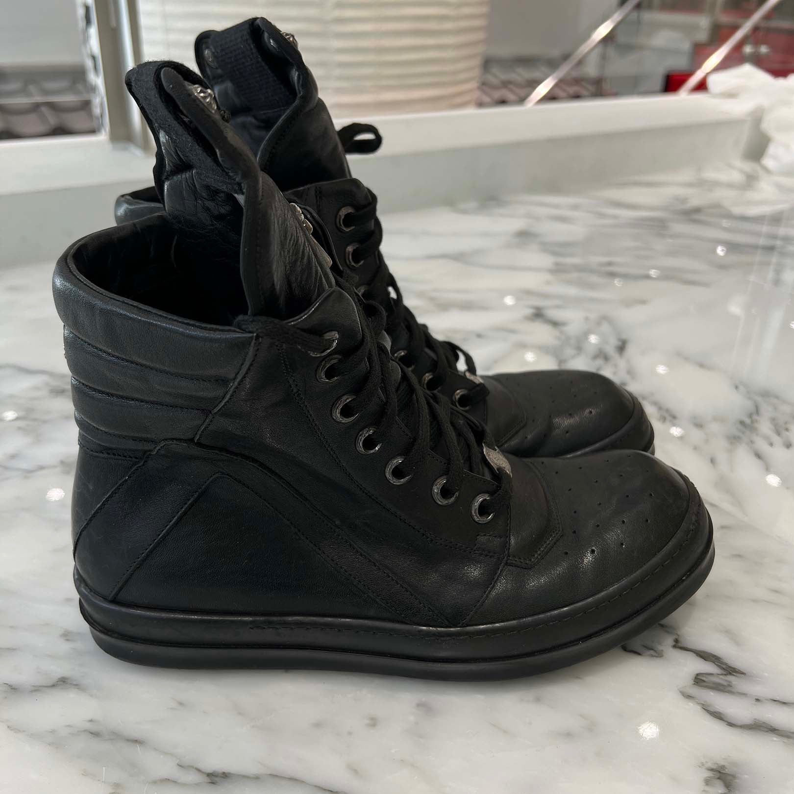 CHROME HEARTS × Rick Owens Geobasket Leather Sneakers Size 43 (27.5cm) クロムハーツ×リックオーエンス ジオバスケット レザースニーカー サイズ43 (27.5cm)