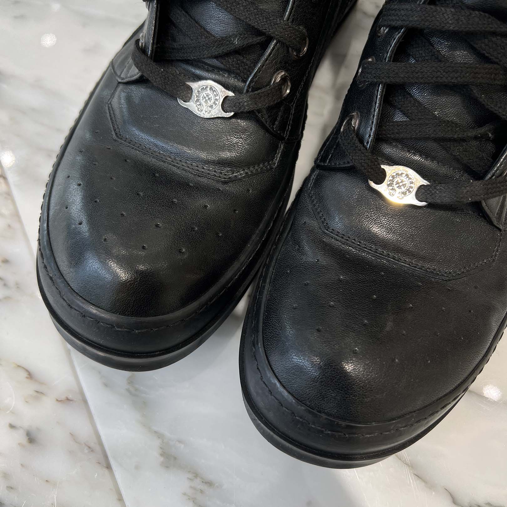 CHROME HEARTS × Rick Owens Geobasket Leather Sneakers Size 43 (27.5cm) クロムハーツ×リックオーエンス ジオバスケット レザースニーカー サイズ43 (27.5cm)