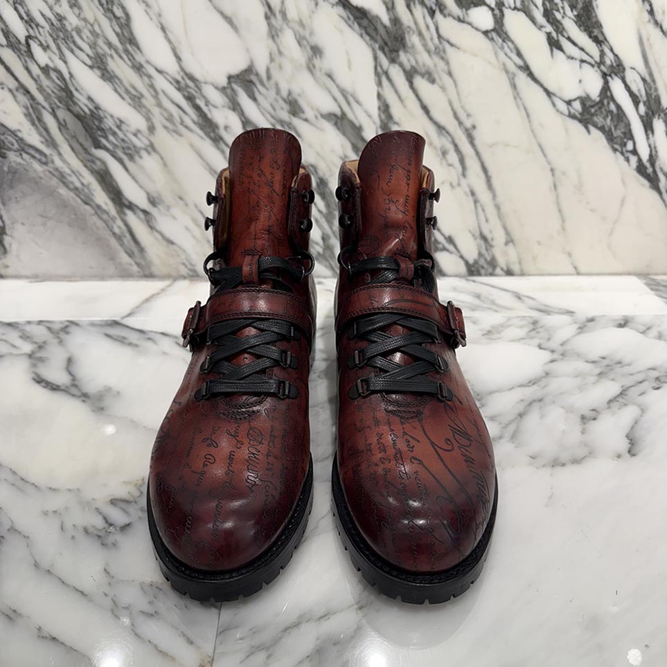 Berluti Calligraphy Brunico Bolzano Leather Mountain Boots Size 9 ベルルッティ カリグラフィ ブルニコ ボルザーノ レザー マウンテンブーツ サイズ9