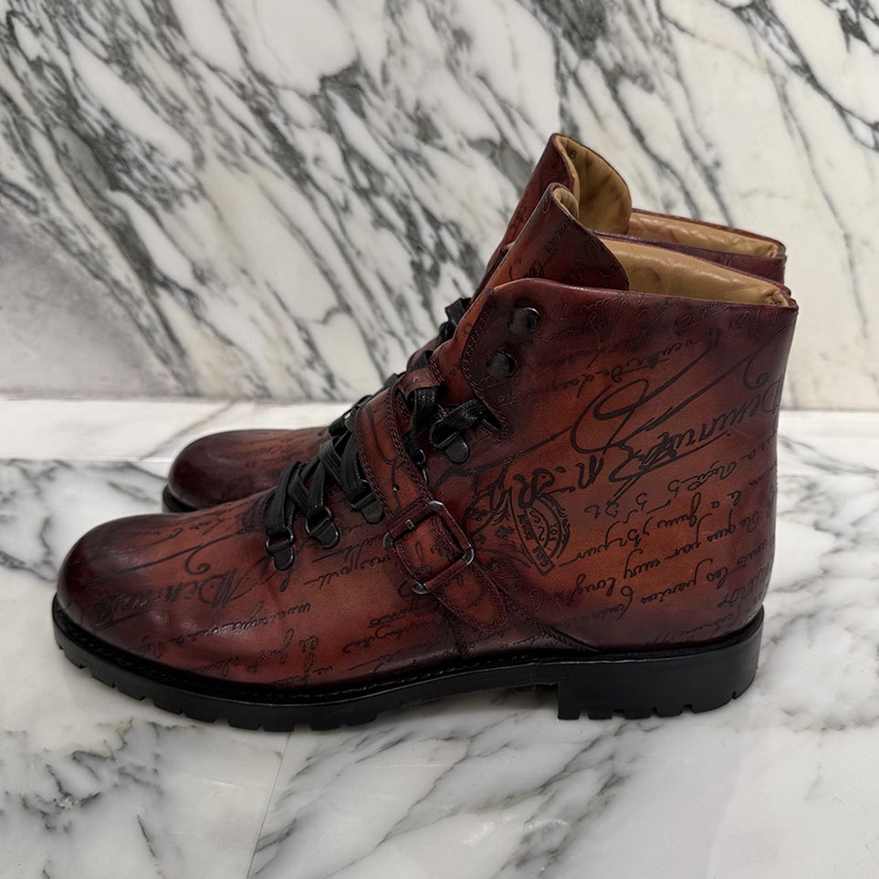 Berluti Calligraphy Brunico Bolzano Leather Mountain Boots Size 9 ベルルッティ カリグラフィ ブルニコ ボルザーノ レザー マウンテンブーツ サイズ9